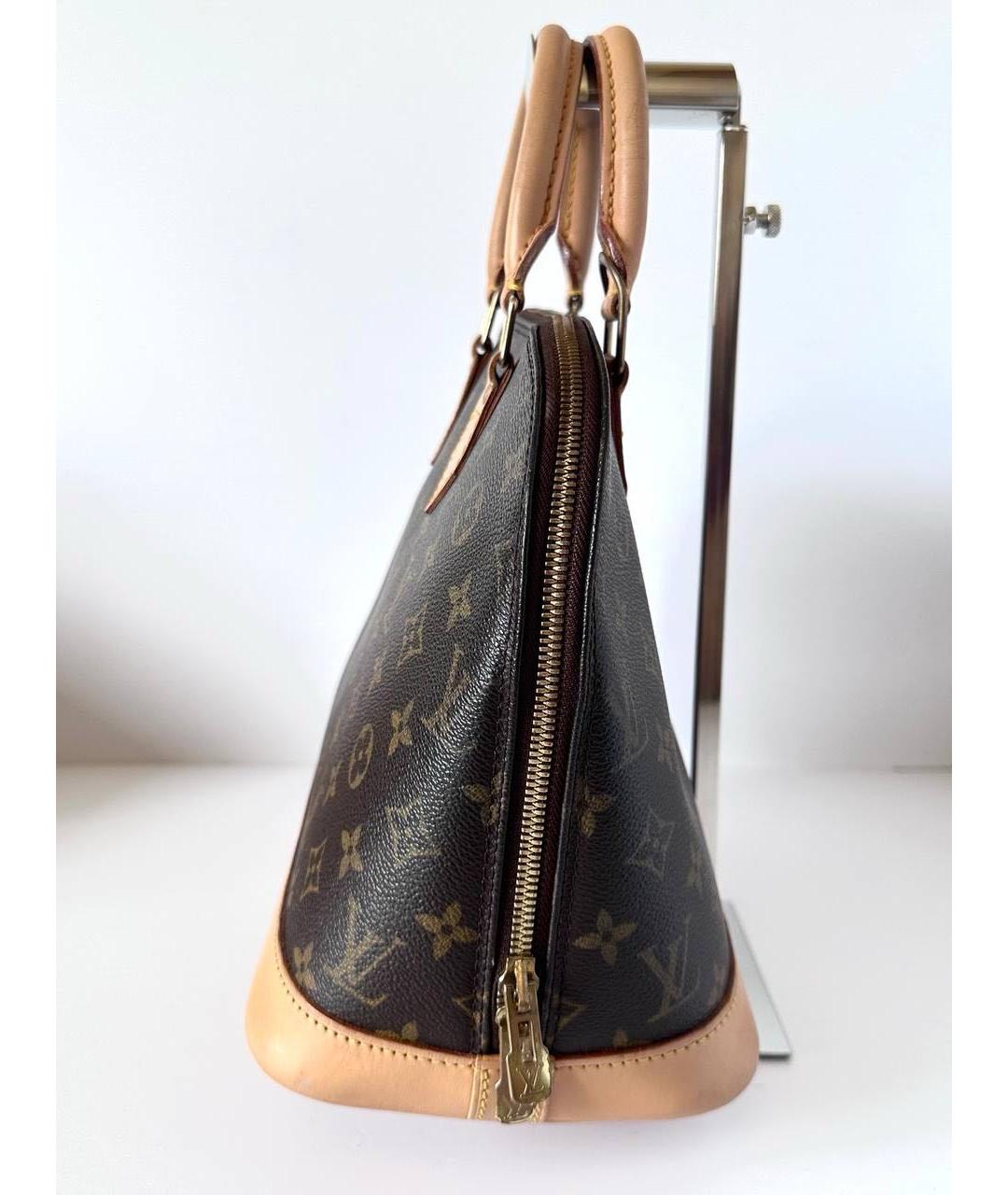 LOUIS VUITTON Коричневая кожаная сумка с короткими ручками, фото 6