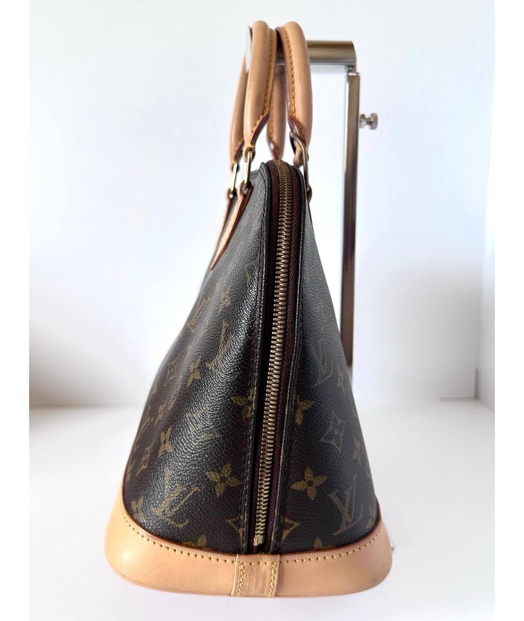 LOUIS VUITTON Коричневая кожаная сумка с короткими ручками, фото 7