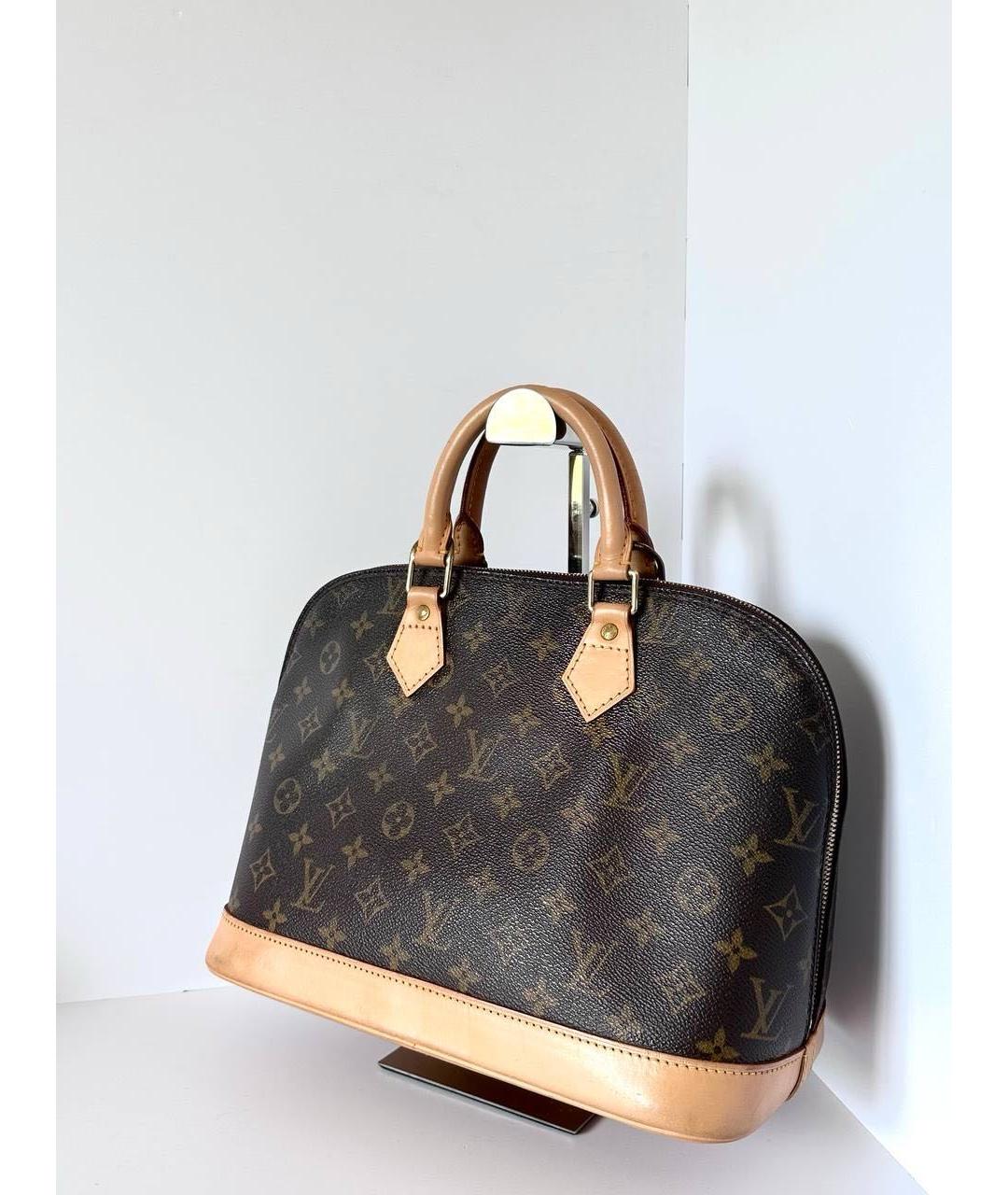 LOUIS VUITTON Коричневая кожаная сумка с короткими ручками, фото 2