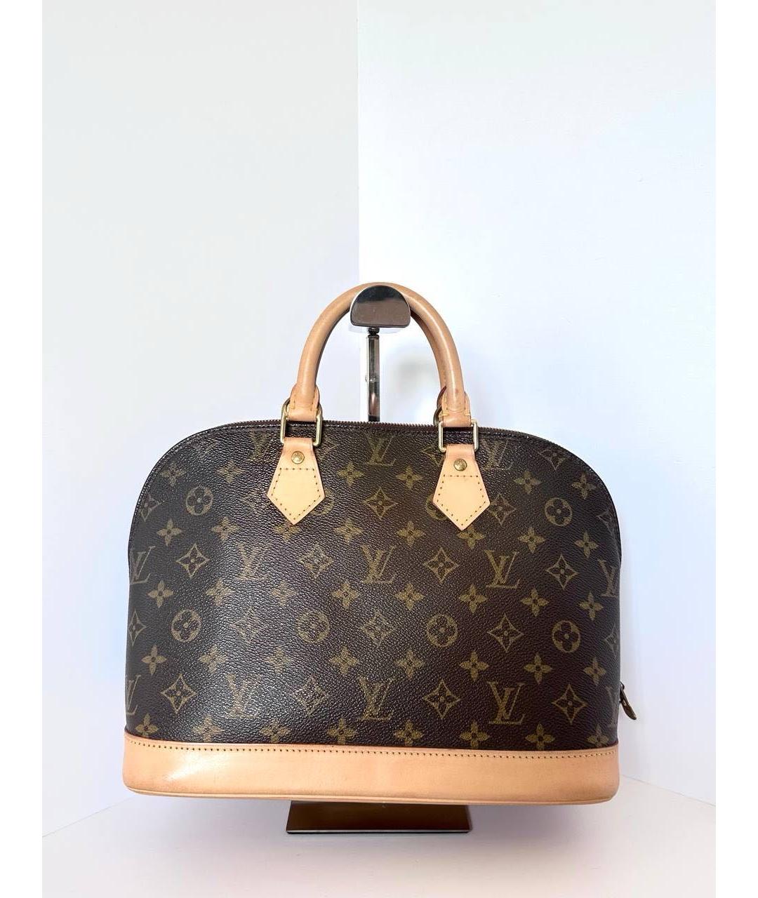 LOUIS VUITTON Коричневая кожаная сумка с короткими ручками, фото 4