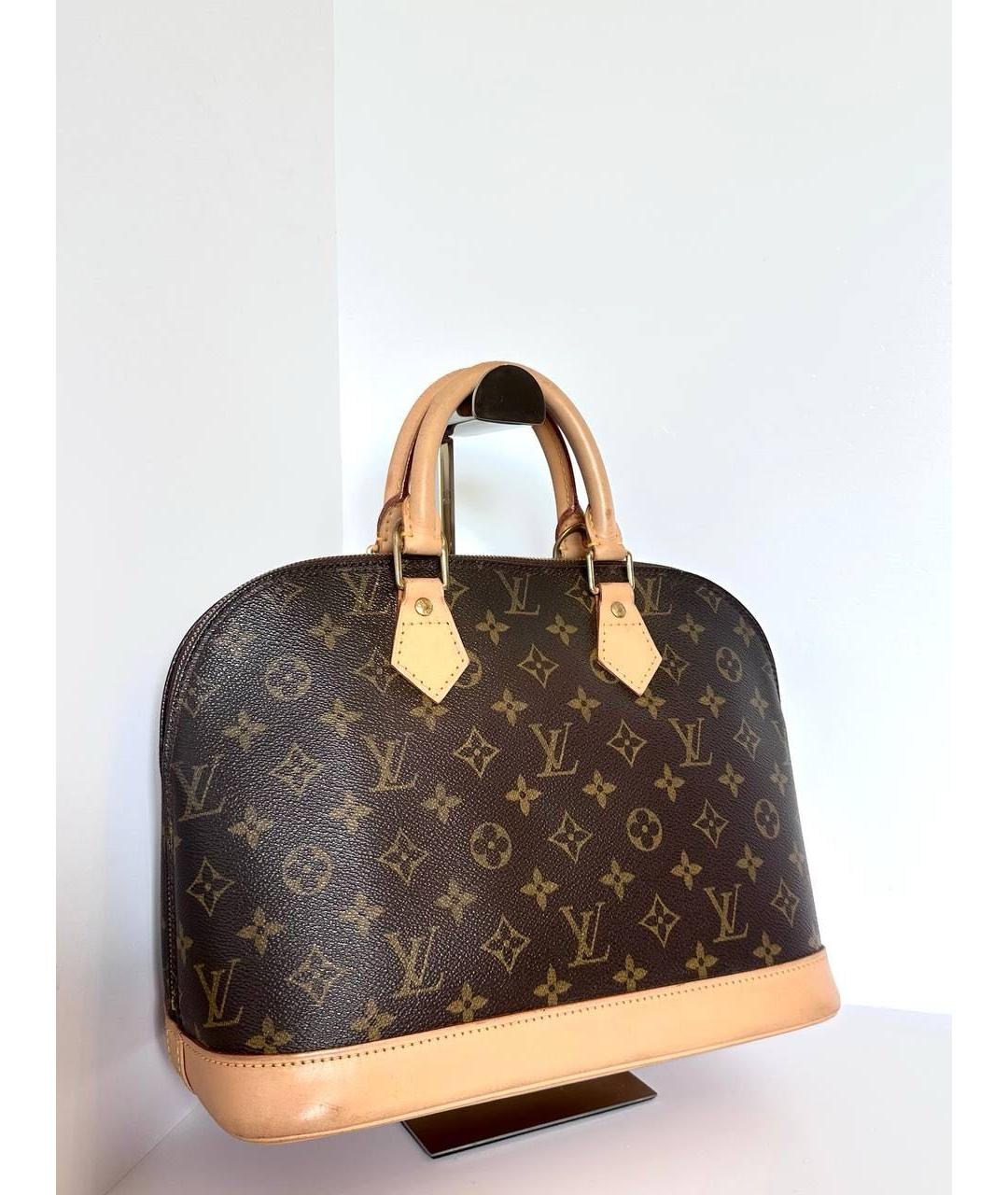 LOUIS VUITTON Коричневая кожаная сумка с короткими ручками, фото 5