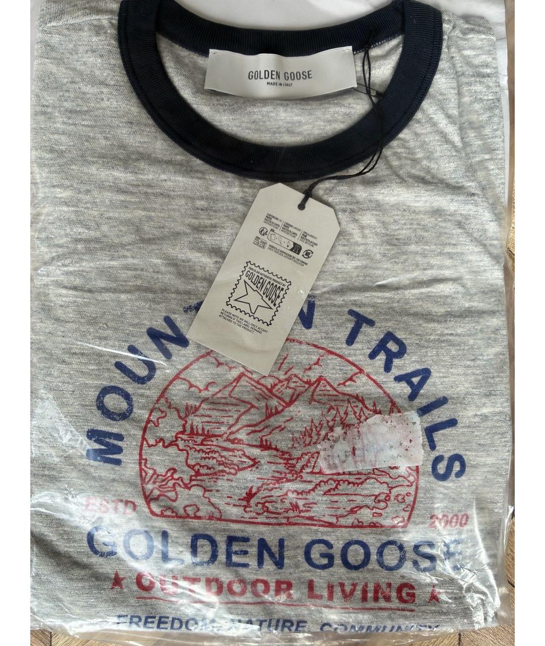 GOLDEN GOOSE Серая хлопковая футболка, фото 4