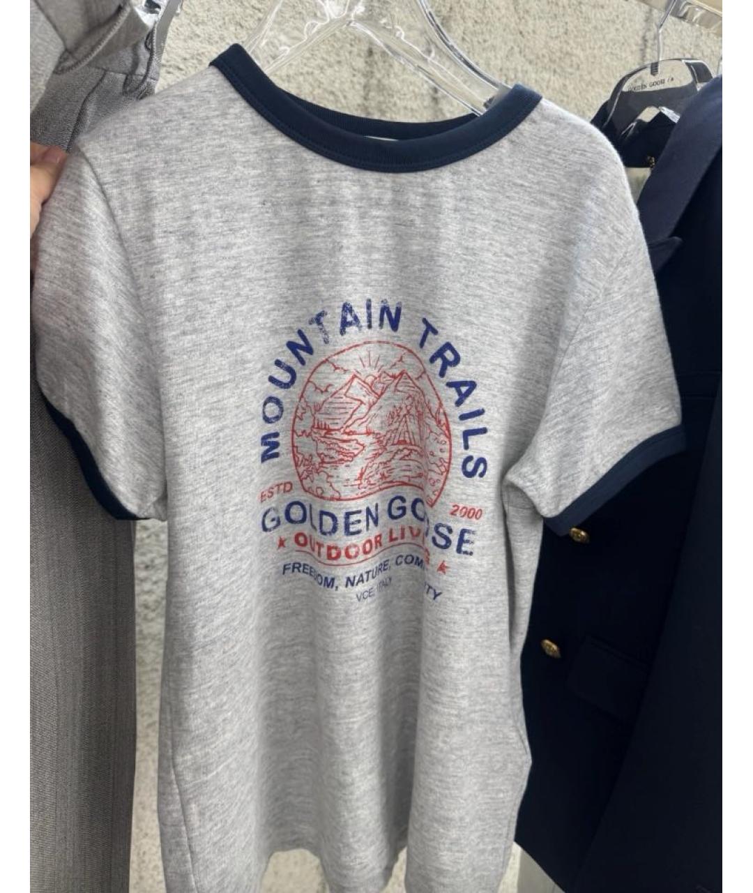 GOLDEN GOOSE Серая хлопковая футболка, фото 3