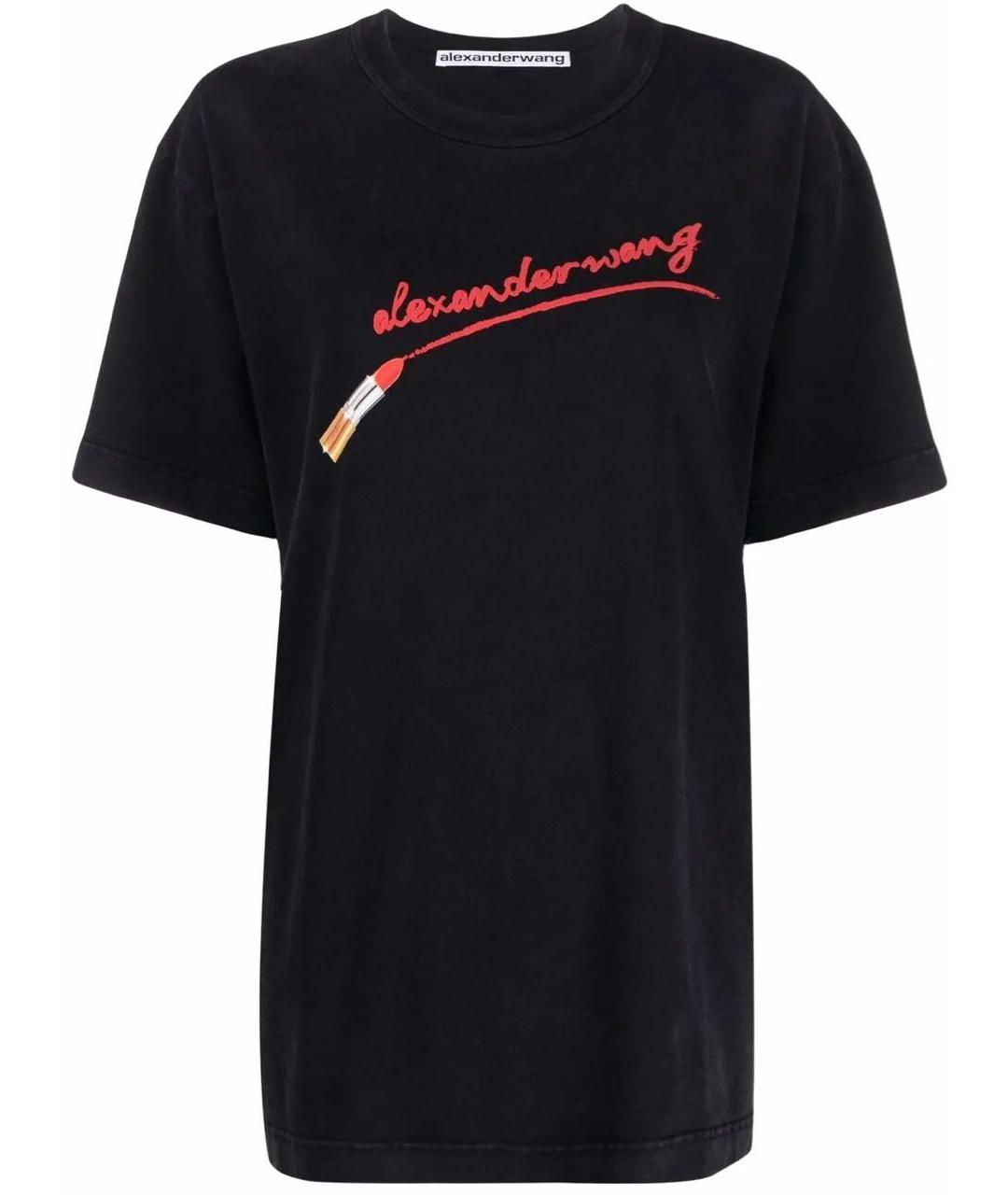 ALEXANDER WANG Черная хлопковая футболка, фото 1