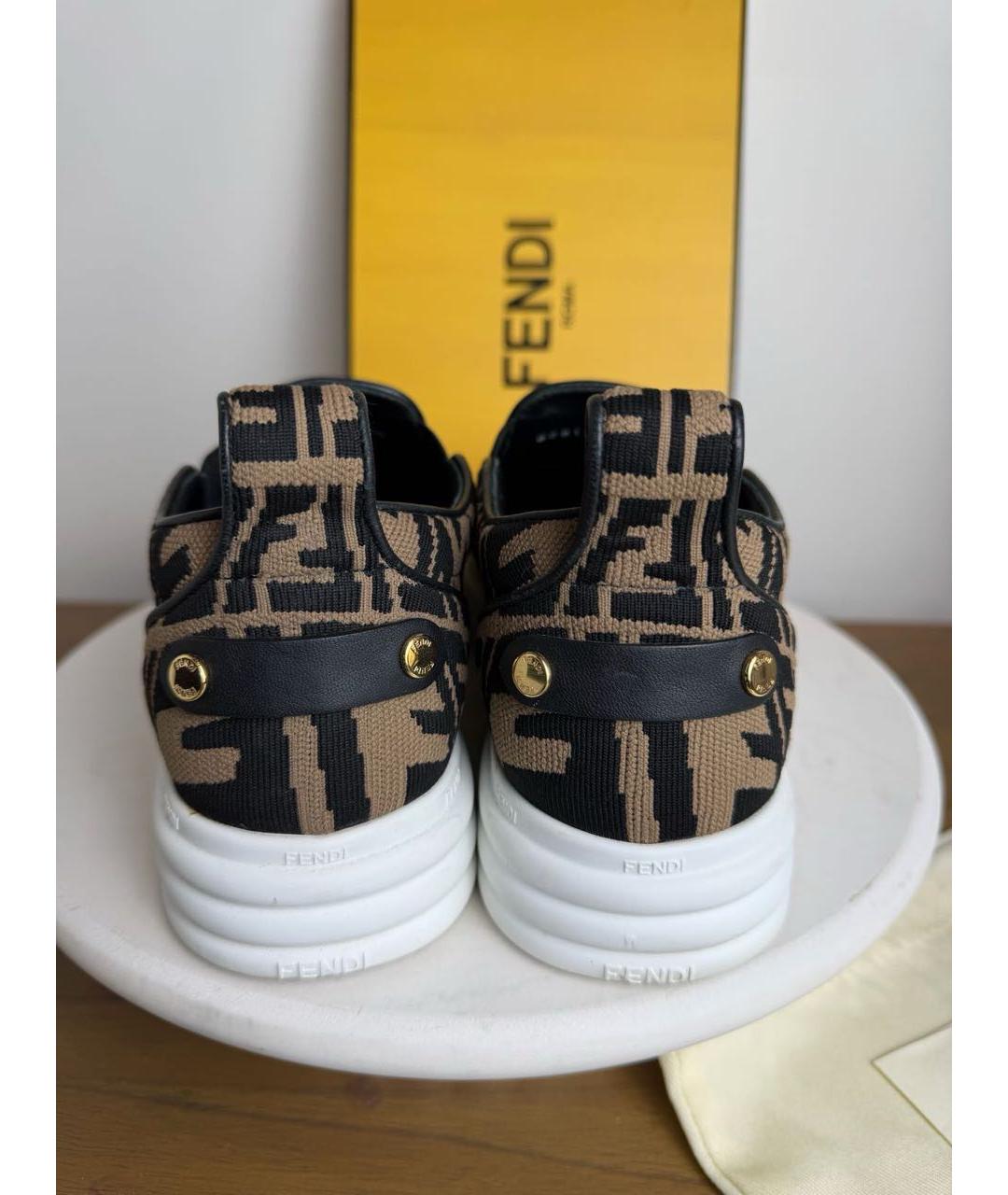 FENDI Коричневые текстильные слипоны, фото 3
