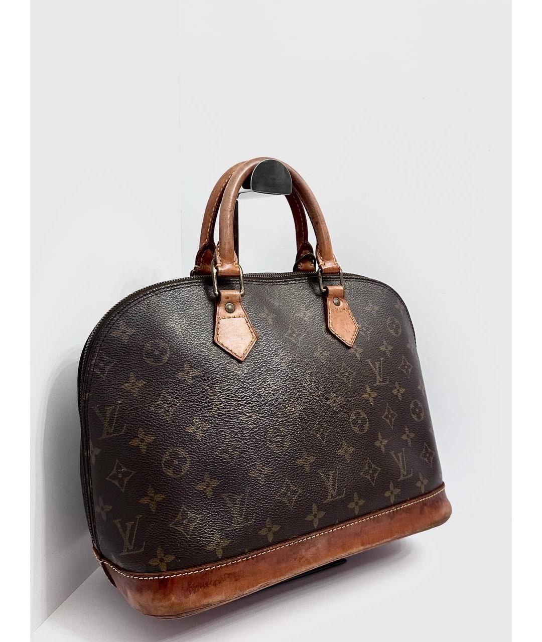 LOUIS VUITTON Коричневая кожаная сумка с короткими ручками, фото 2