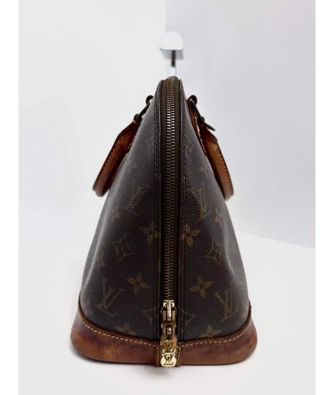 LOUIS VUITTON Коричневая кожаная сумка с короткими ручками, фото 7