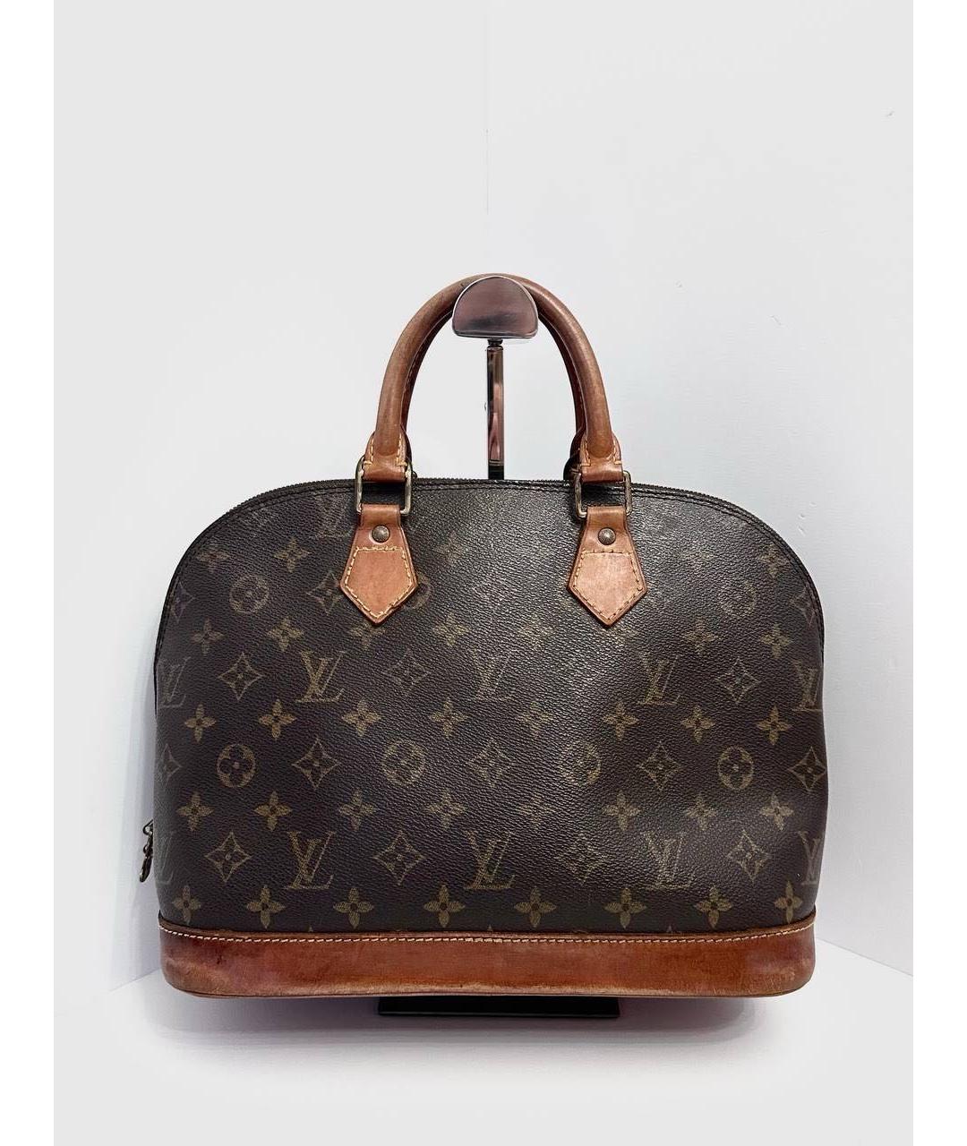 LOUIS VUITTON Коричневая кожаная сумка с короткими ручками, фото 3