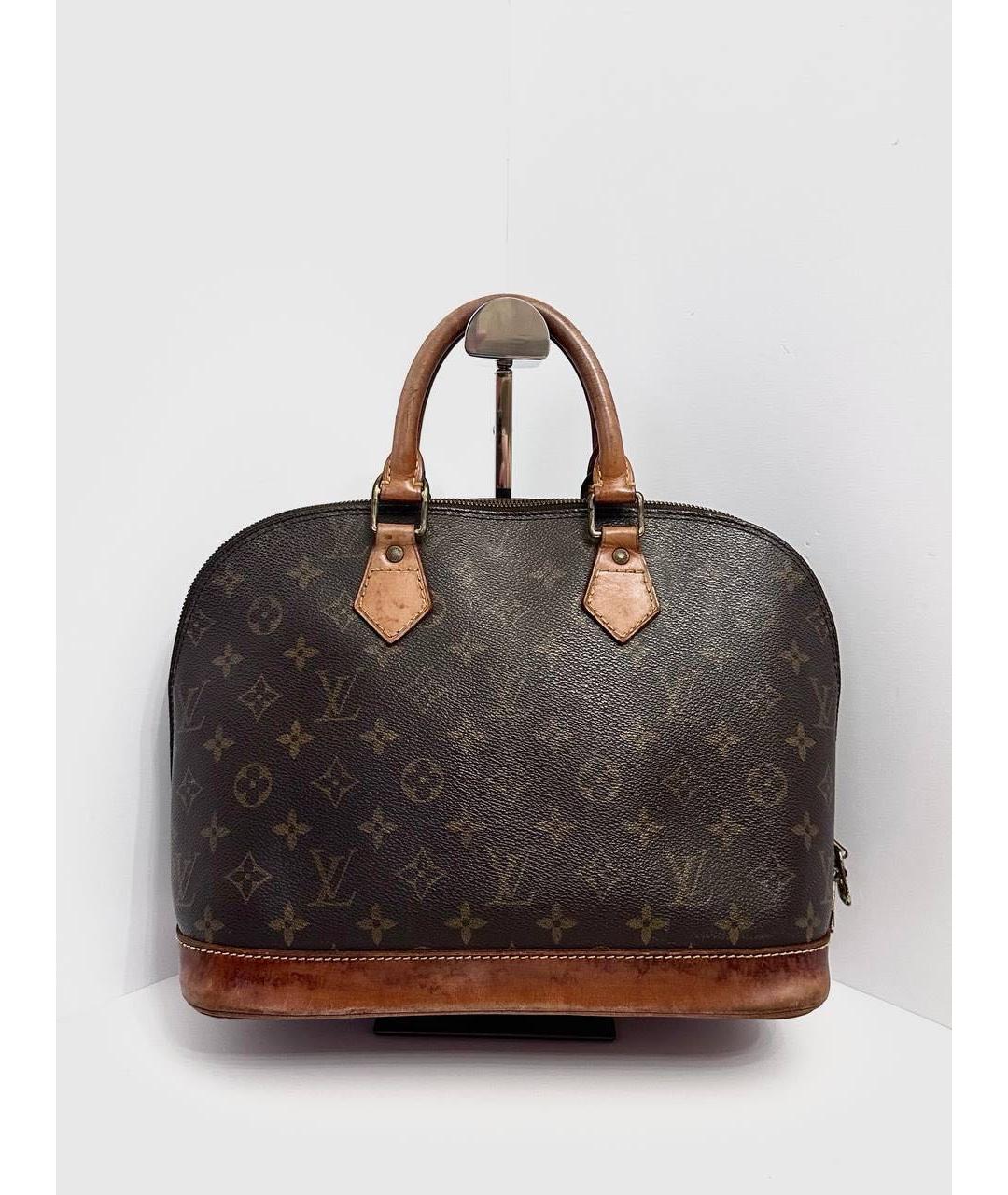 LOUIS VUITTON Коричневая кожаная сумка с короткими ручками, фото 9