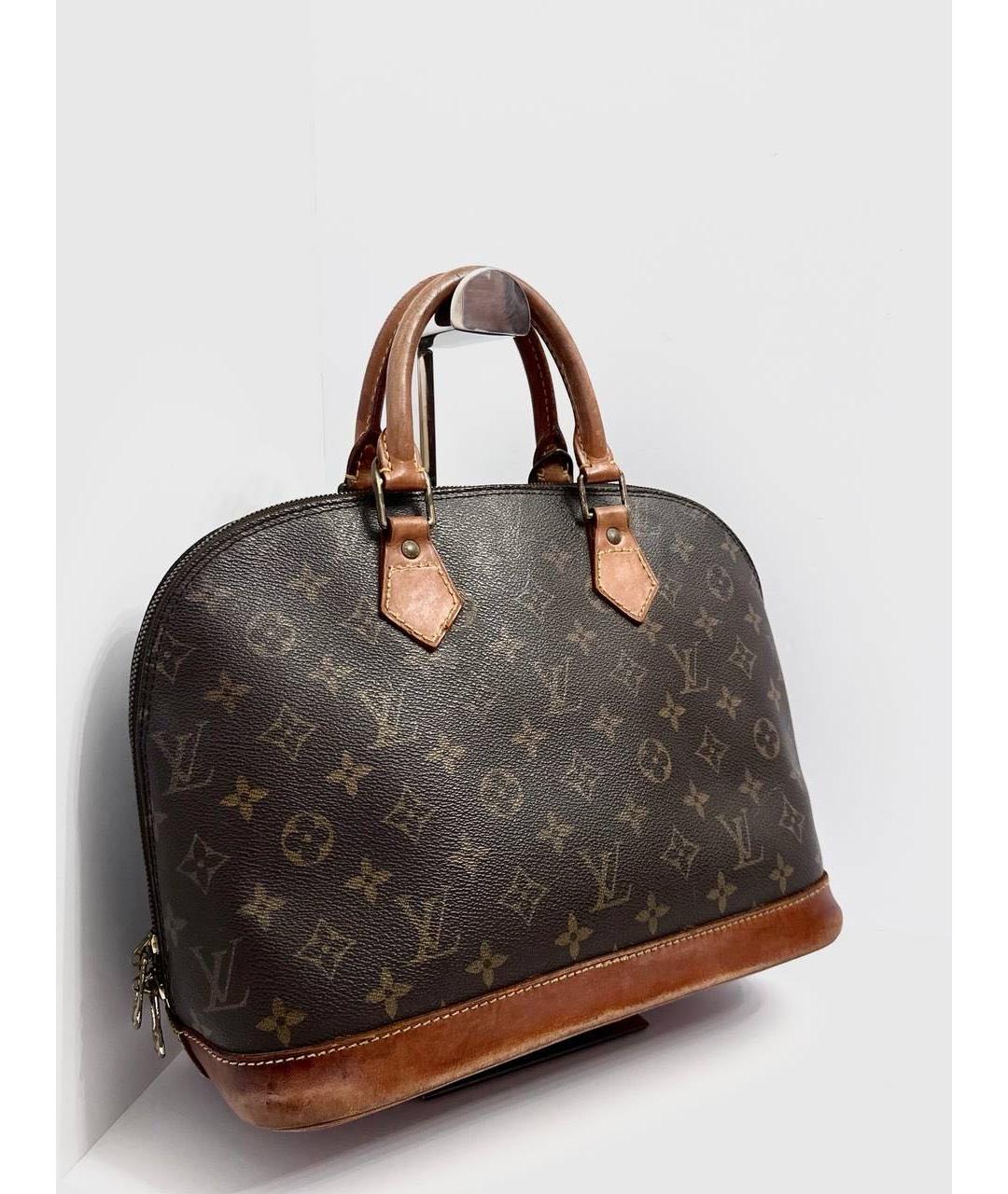 LOUIS VUITTON Коричневая кожаная сумка с короткими ручками, фото 5