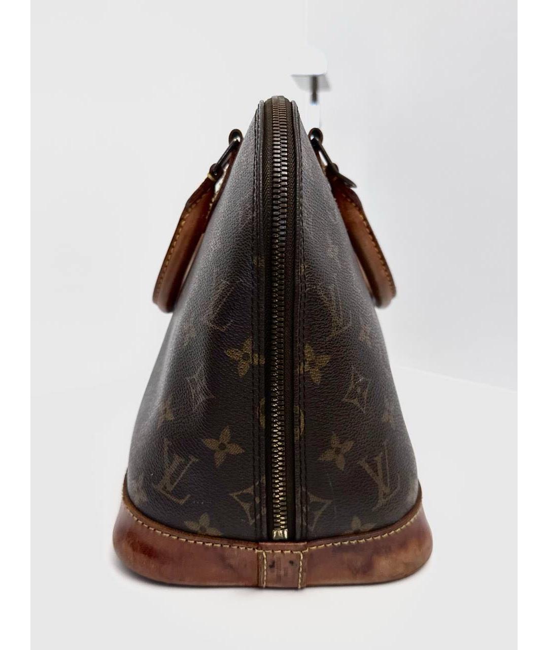 LOUIS VUITTON Коричневая кожаная сумка с короткими ручками, фото 6