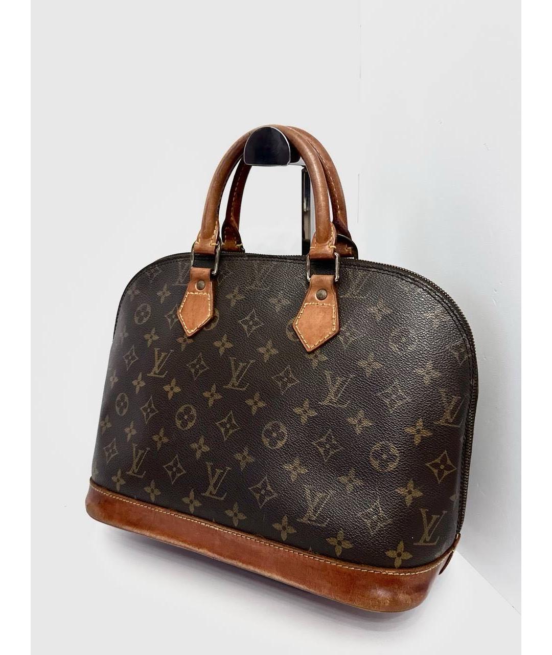 LOUIS VUITTON Коричневая кожаная сумка с короткими ручками, фото 4
