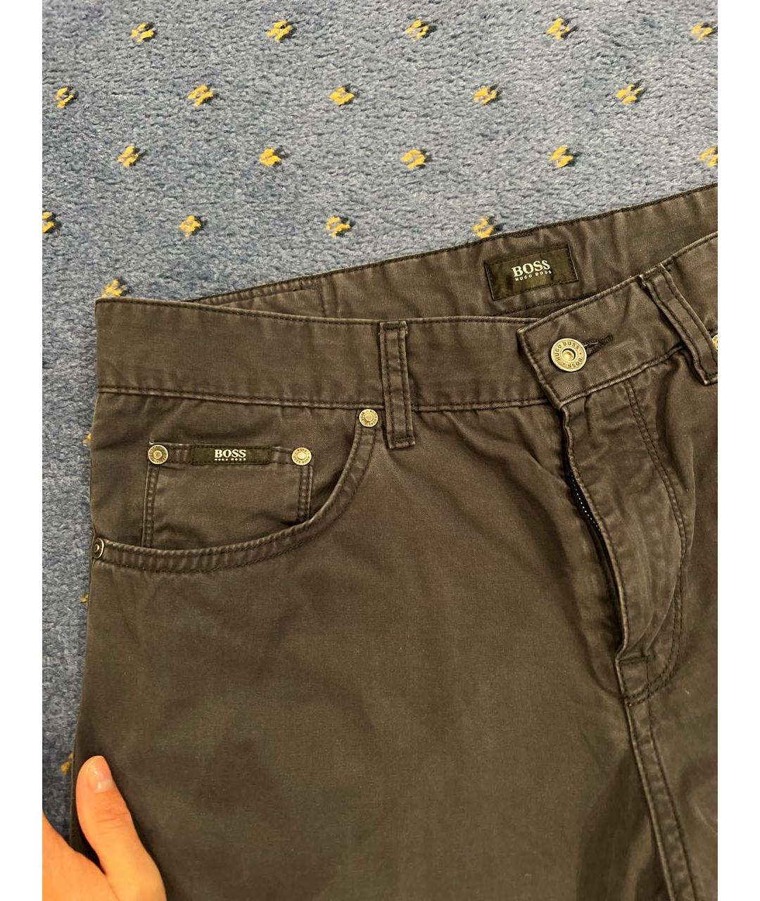 HUGO BOSS Черные хлопковые прямые джинсы, фото 4