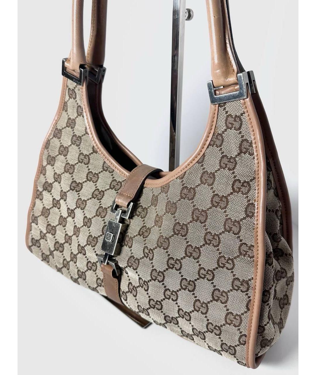GUCCI Бежевая сумка с короткими ручками из канвы, фото 8