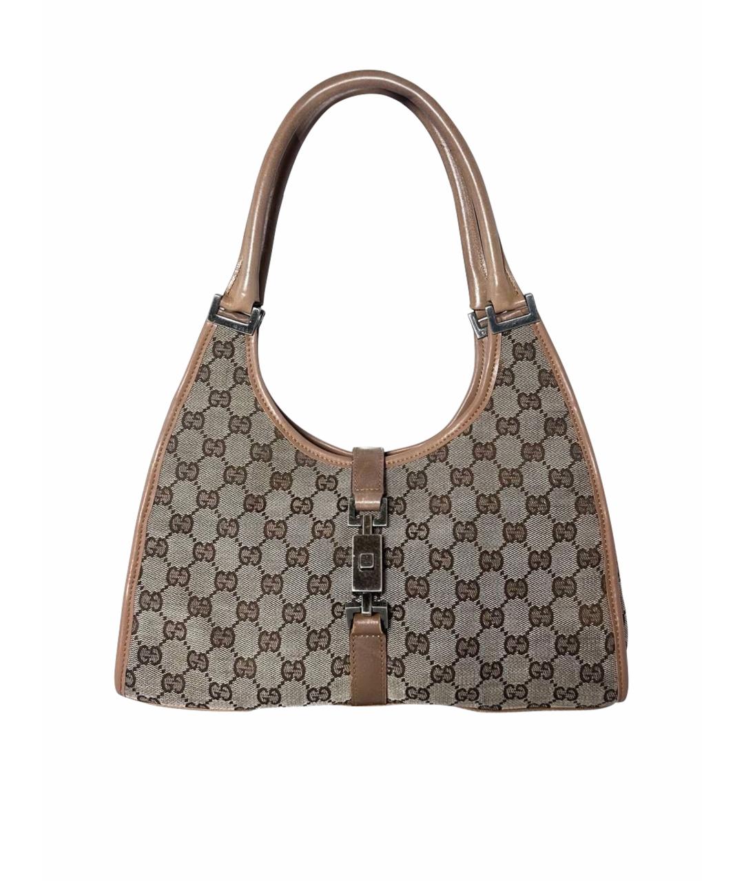 GUCCI Бежевая сумка с короткими ручками из канвы, фото 1