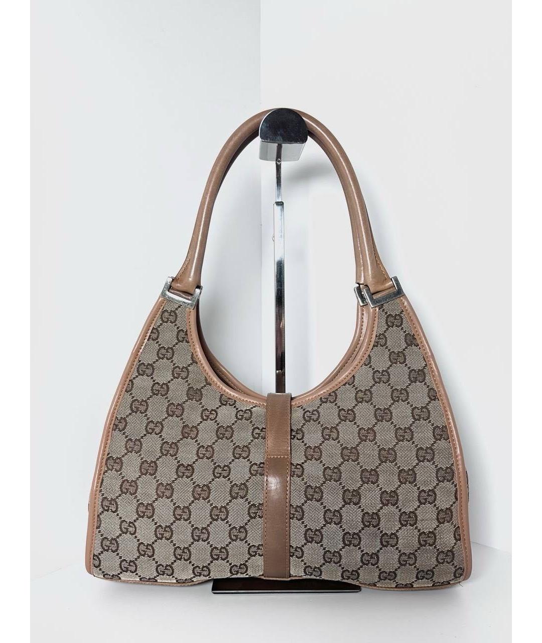 GUCCI Бежевая сумка с короткими ручками из канвы, фото 3
