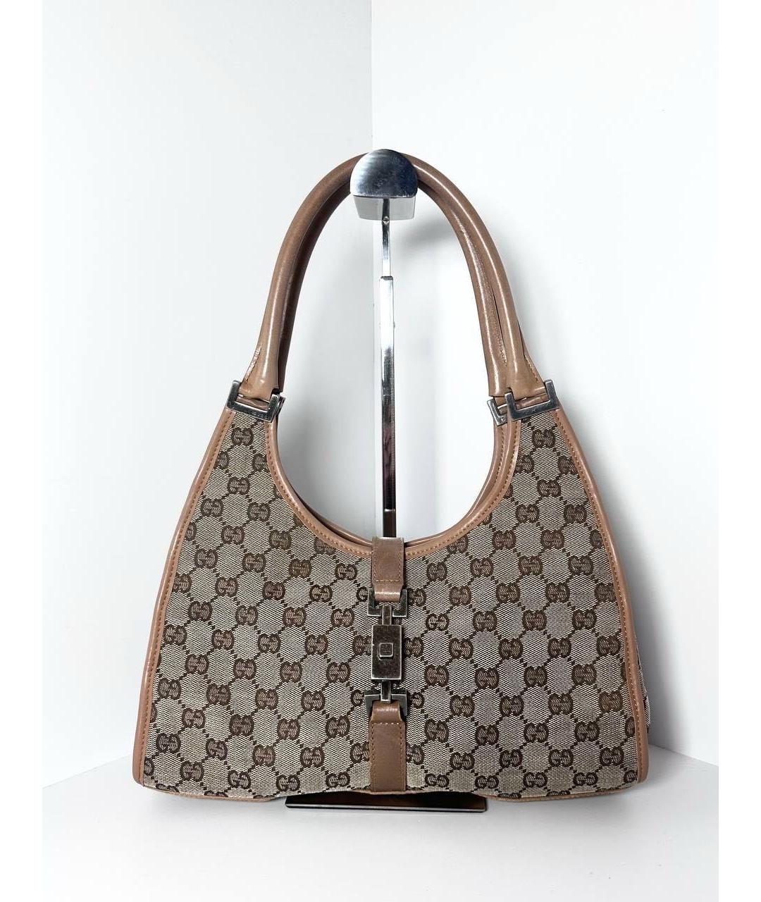 GUCCI Бежевая сумка с короткими ручками из канвы, фото 9