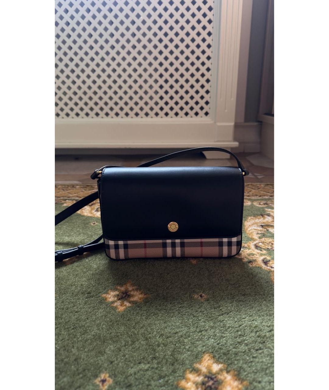 BURBERRY Черная кожаная сумка через плечо, фото 8