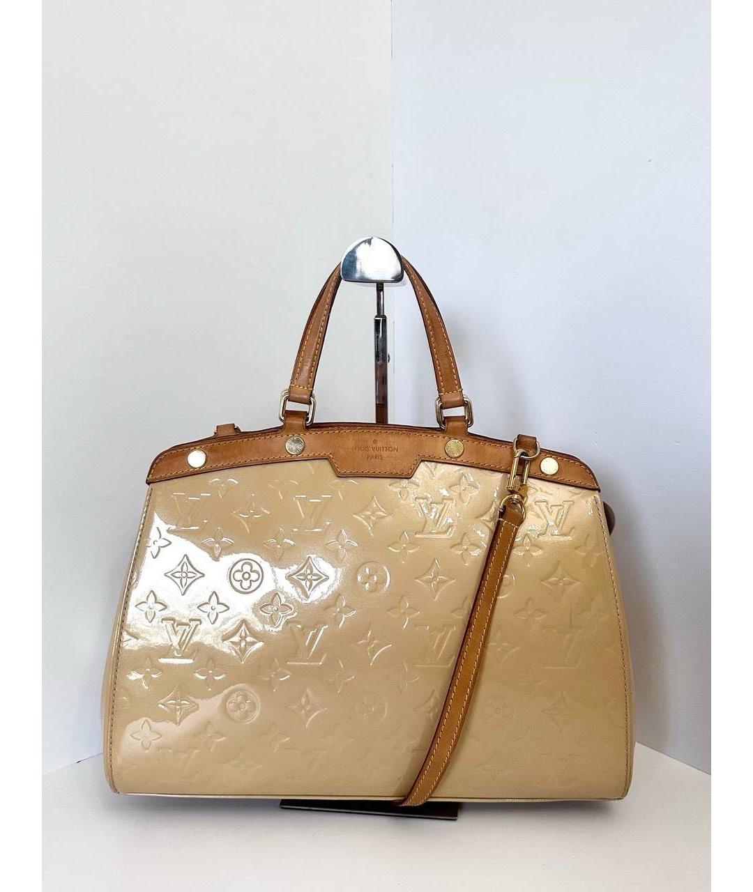 LOUIS VUITTON Бежевая сумка тоут из лакированной кожи, фото 9