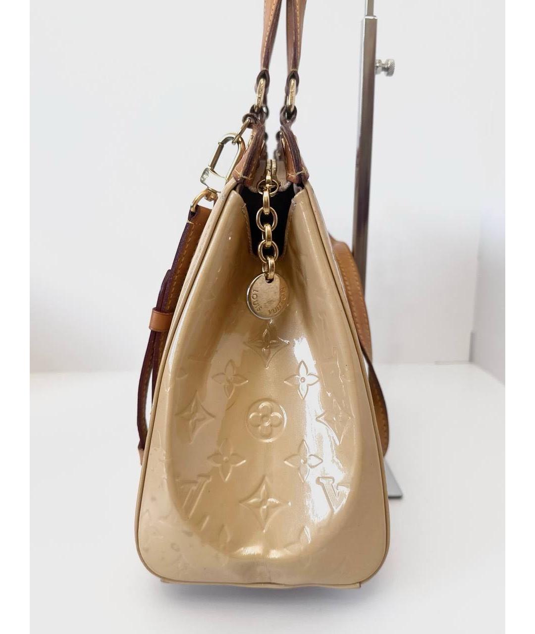 LOUIS VUITTON Бежевая сумка тоут из лакированной кожи, фото 4