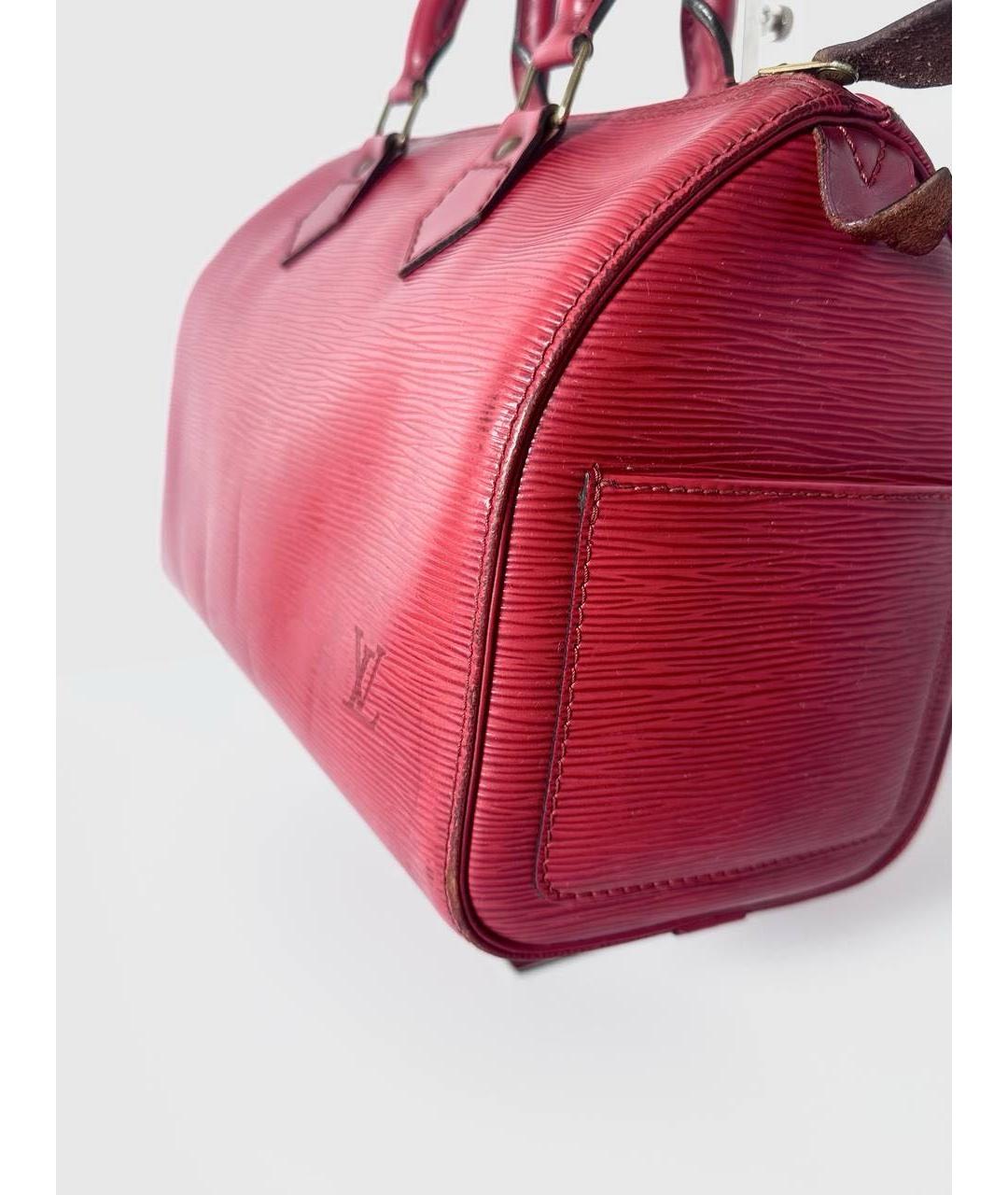 LOUIS VUITTON Красная кожаная сумка тоут, фото 7