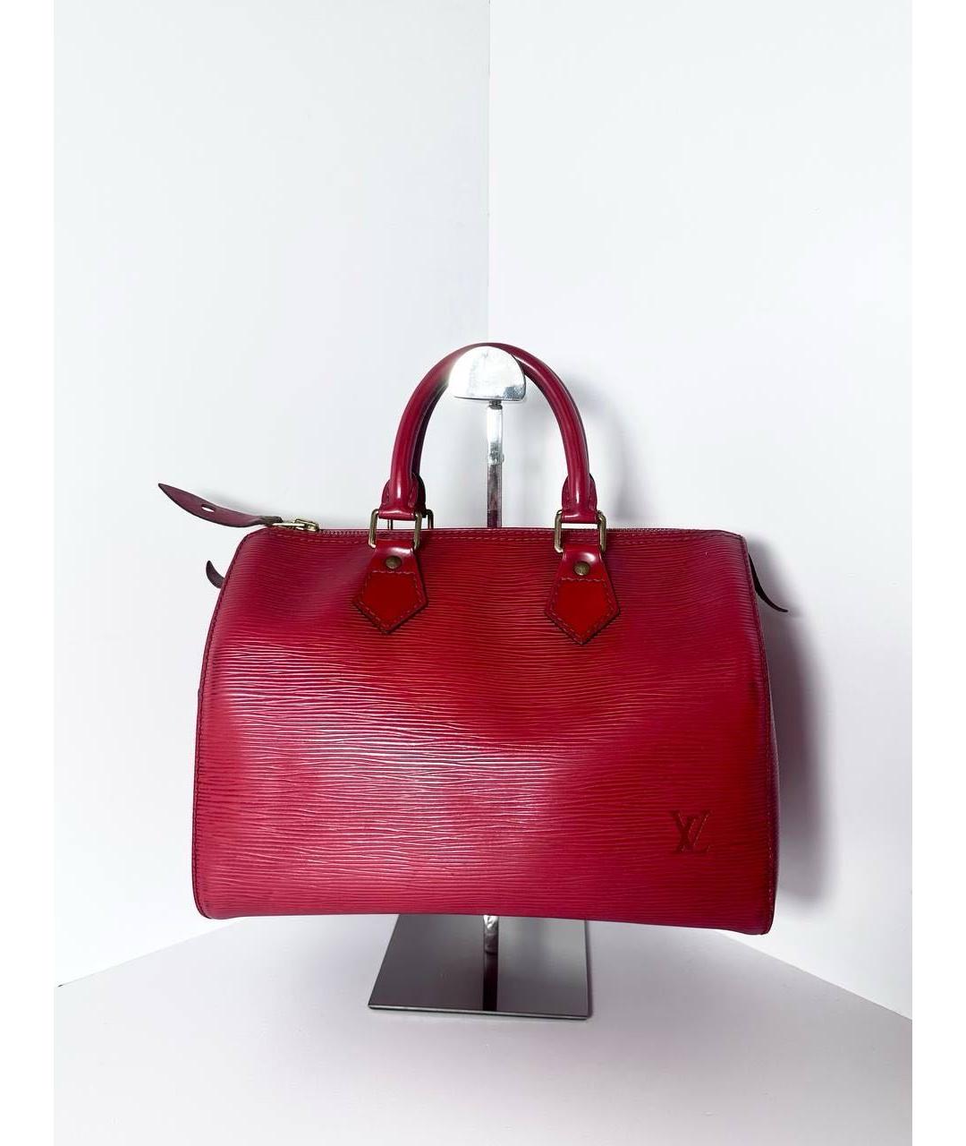 LOUIS VUITTON Красная кожаная сумка тоут, фото 9