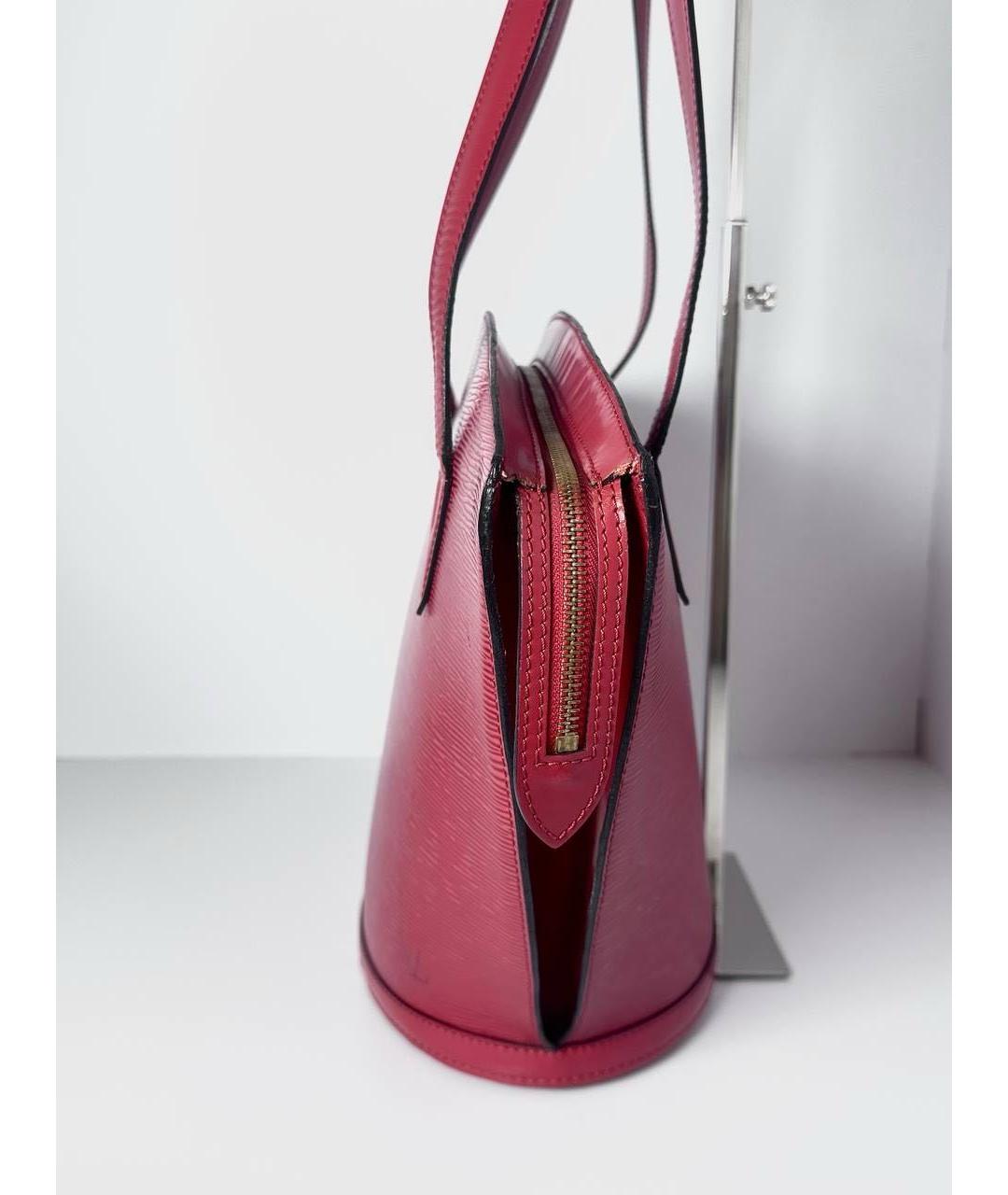 LOUIS VUITTON Красная кожаная сумка с короткими ручками, фото 7