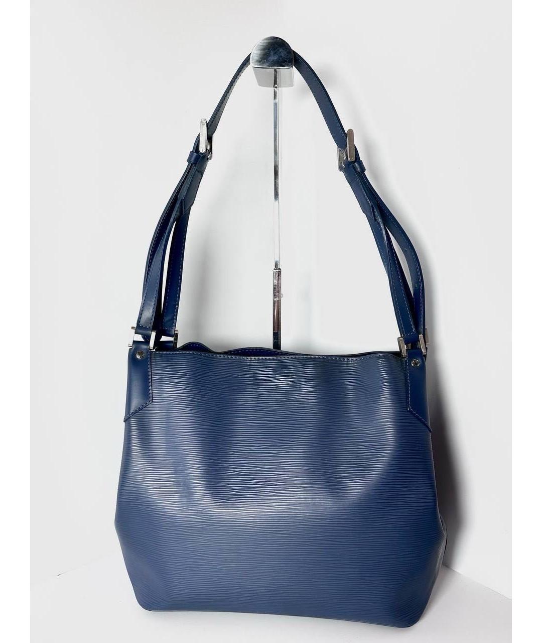 LOUIS VUITTON Синяя кожаная сумка с короткими ручками, фото 3