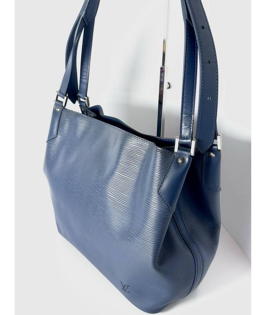 LOUIS VUITTON Синяя кожаная сумка с короткими ручками, фото 7