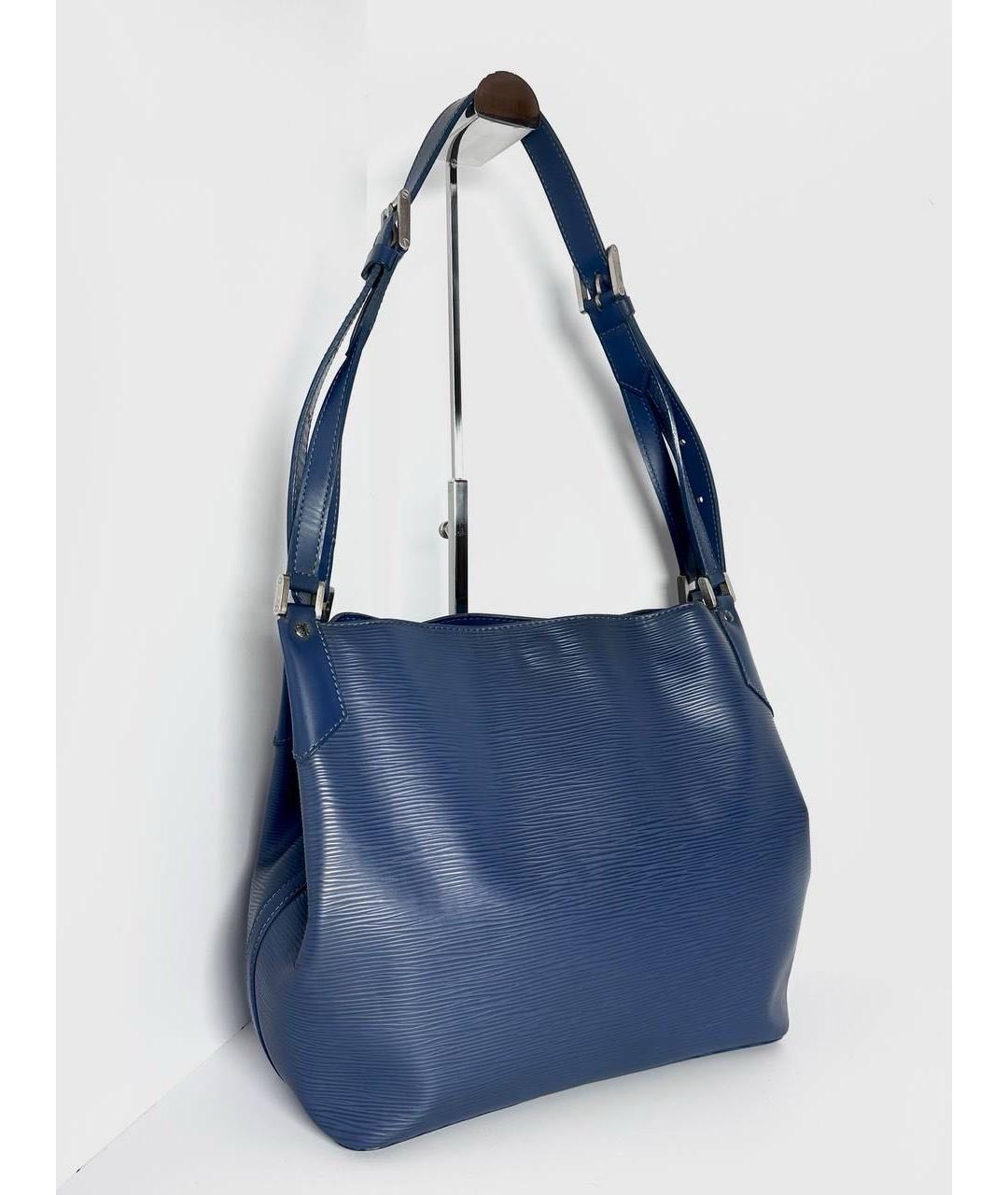 LOUIS VUITTON Синяя кожаная сумка с короткими ручками, фото 4