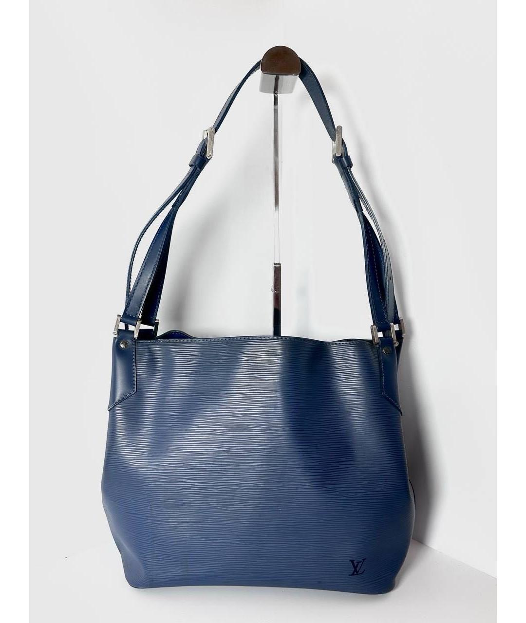 LOUIS VUITTON Синяя кожаная сумка с короткими ручками, фото 9