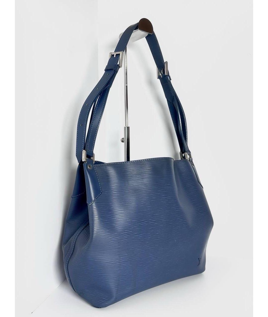 LOUIS VUITTON Синяя кожаная сумка с короткими ручками, фото 2