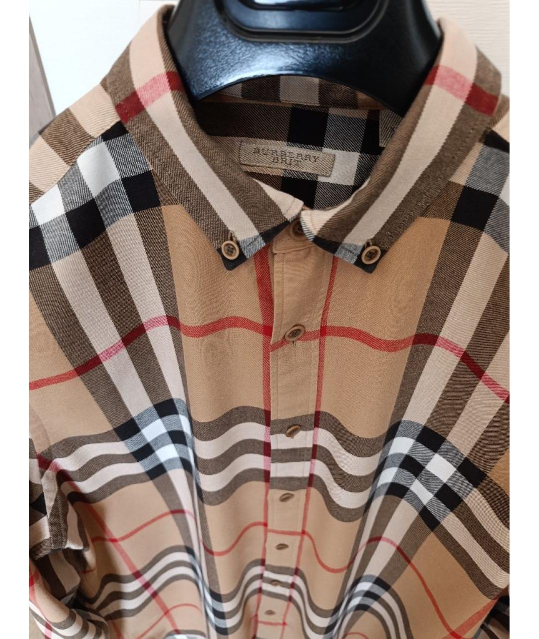 BURBERRY Бежевая хлопковая кэжуал рубашка, фото 3