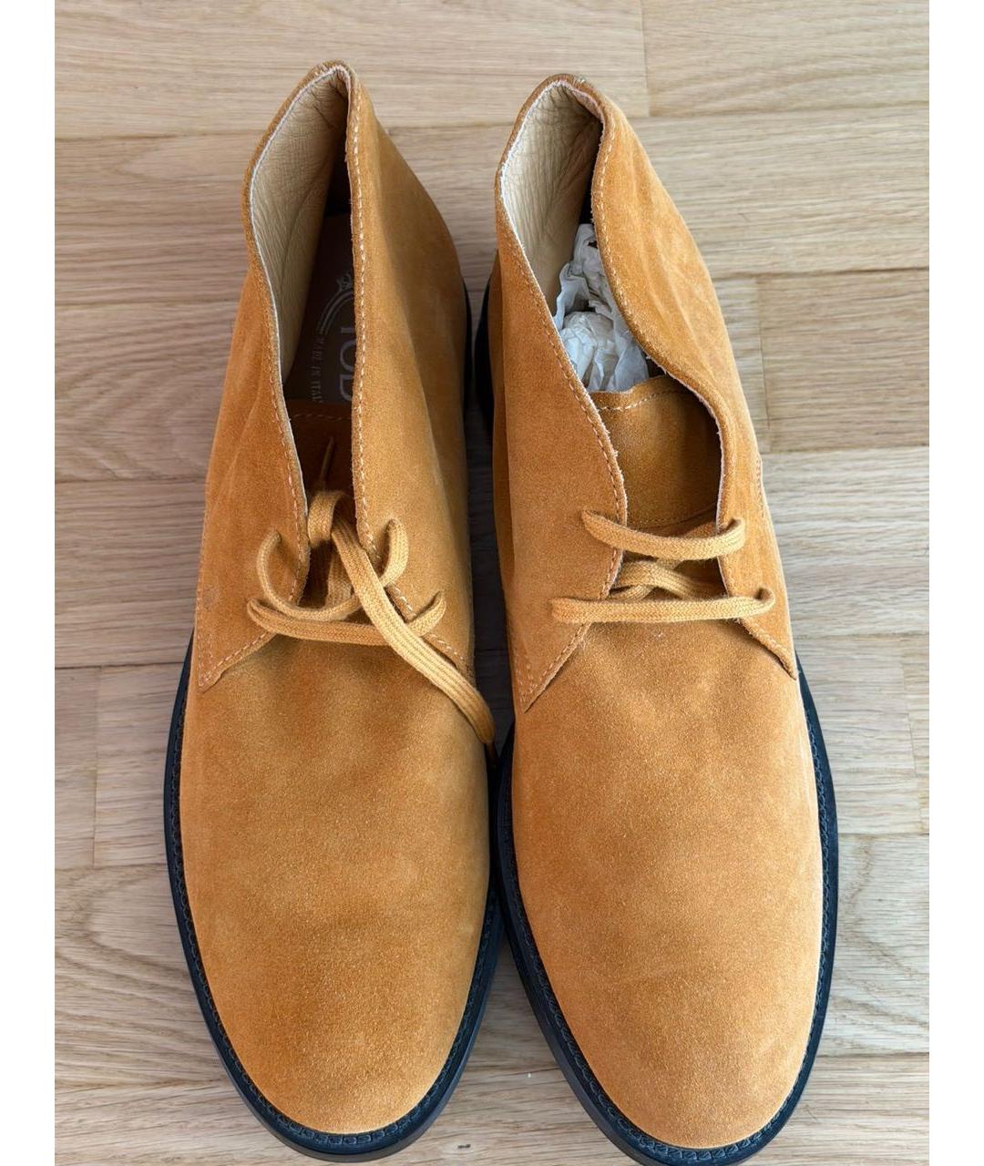 TOD'S Горчичные замшевые высокие ботинки, фото 2