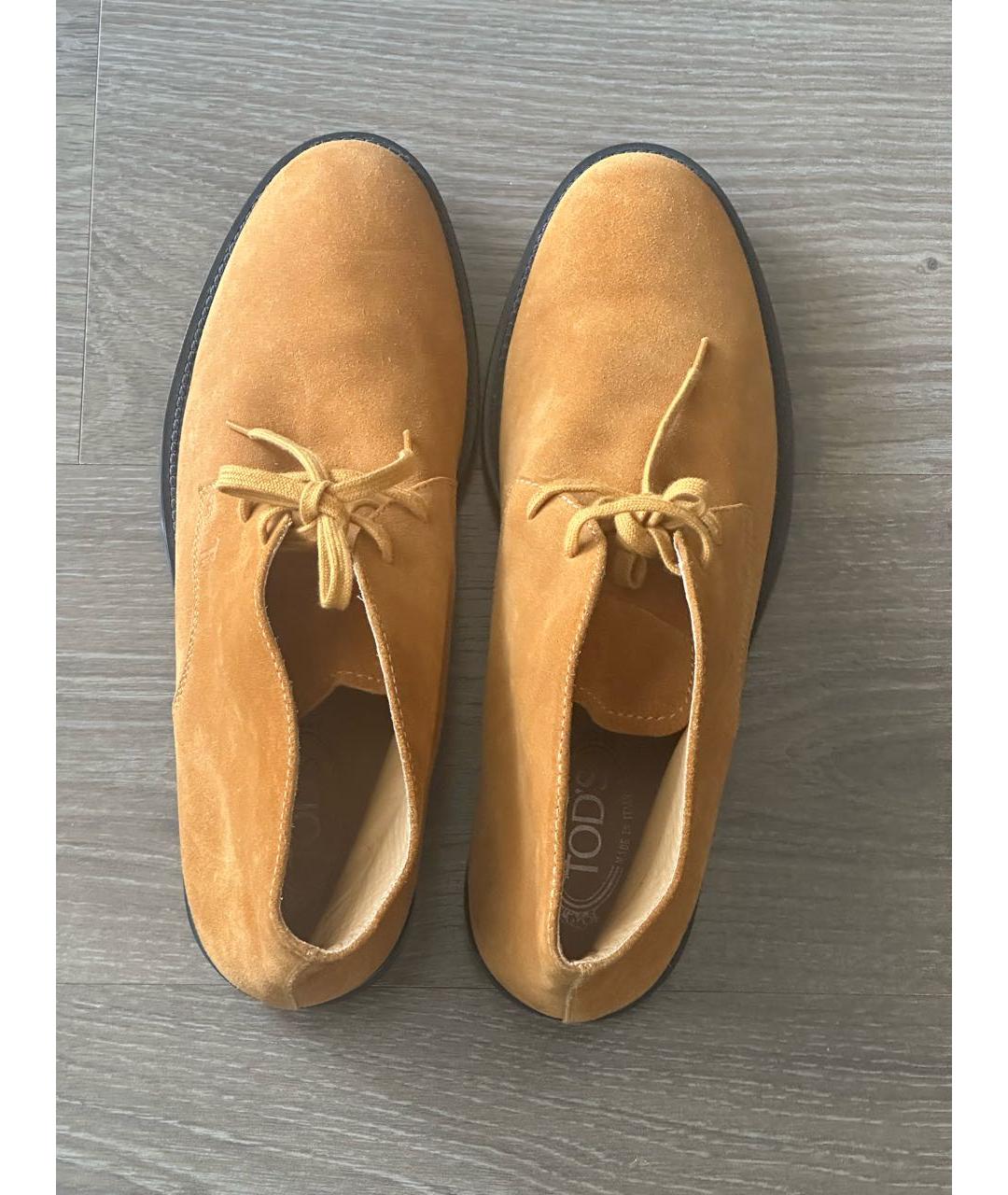 TOD'S Горчичные замшевые высокие ботинки, фото 3