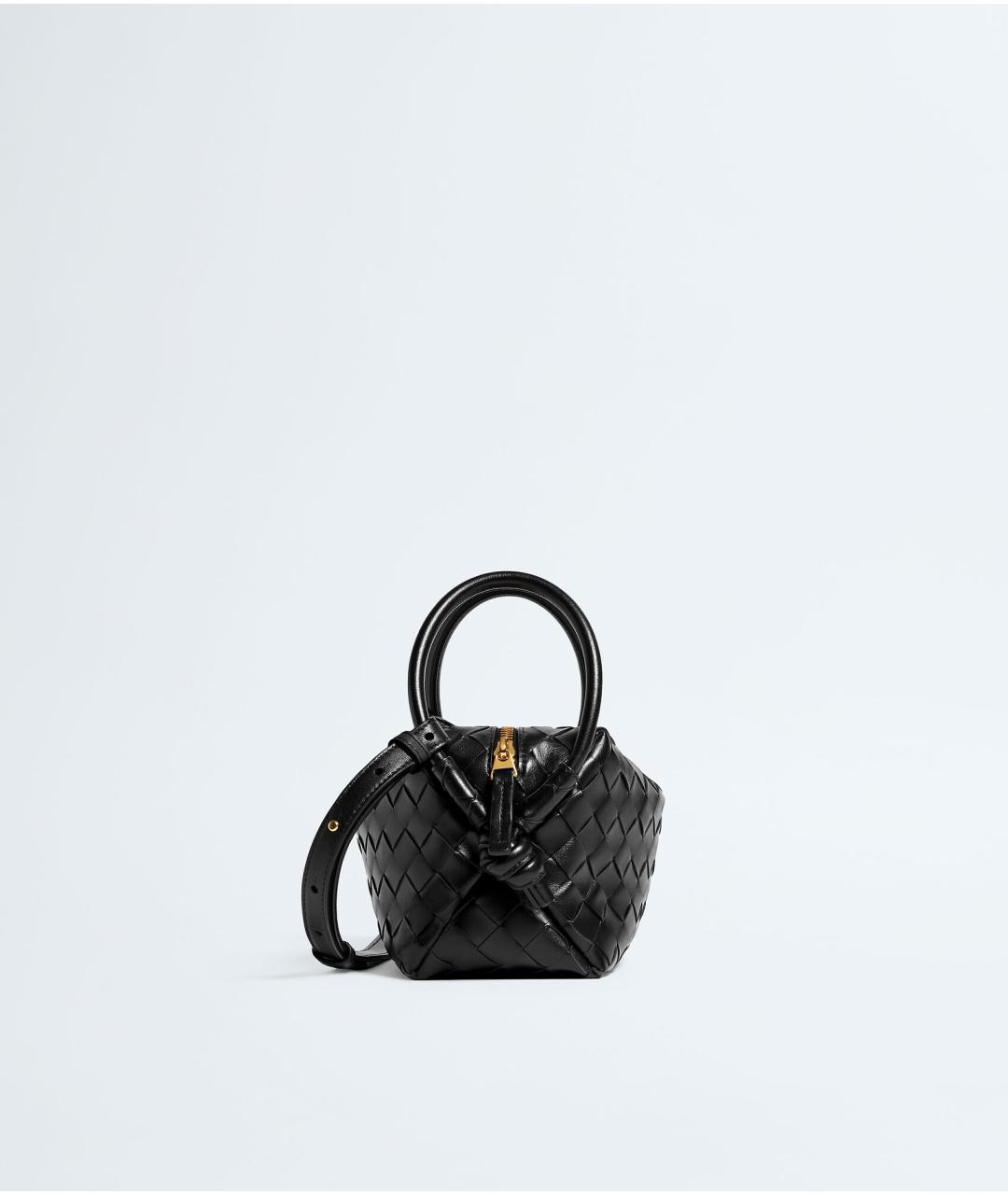BOTTEGA VENETA Черная кожаная сумка с короткими ручками, фото 4
