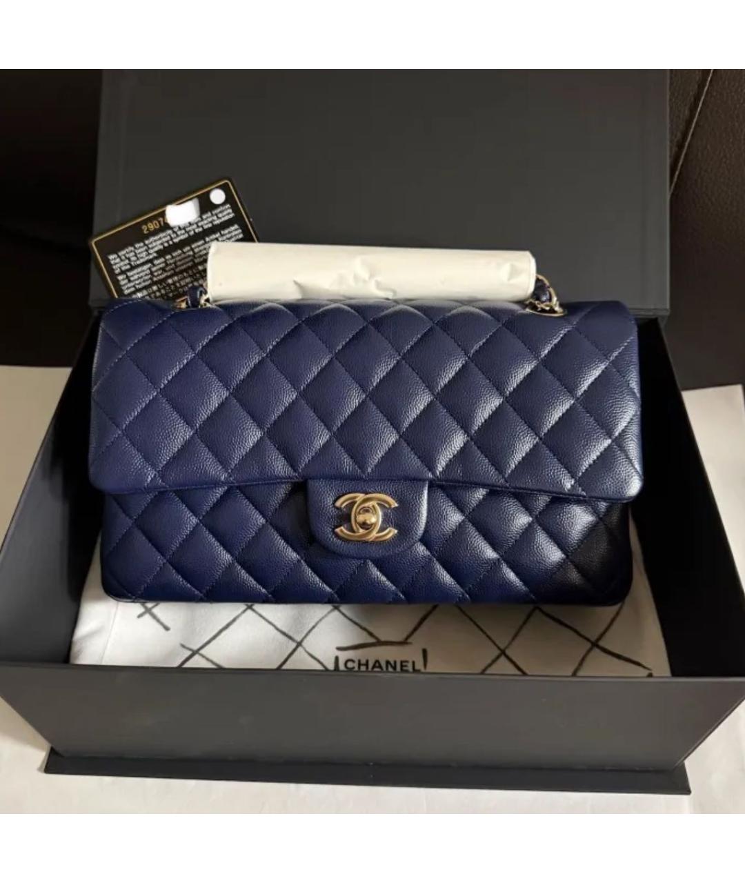 CHANEL Темно-синяя кожаная сумка тоут, фото 2