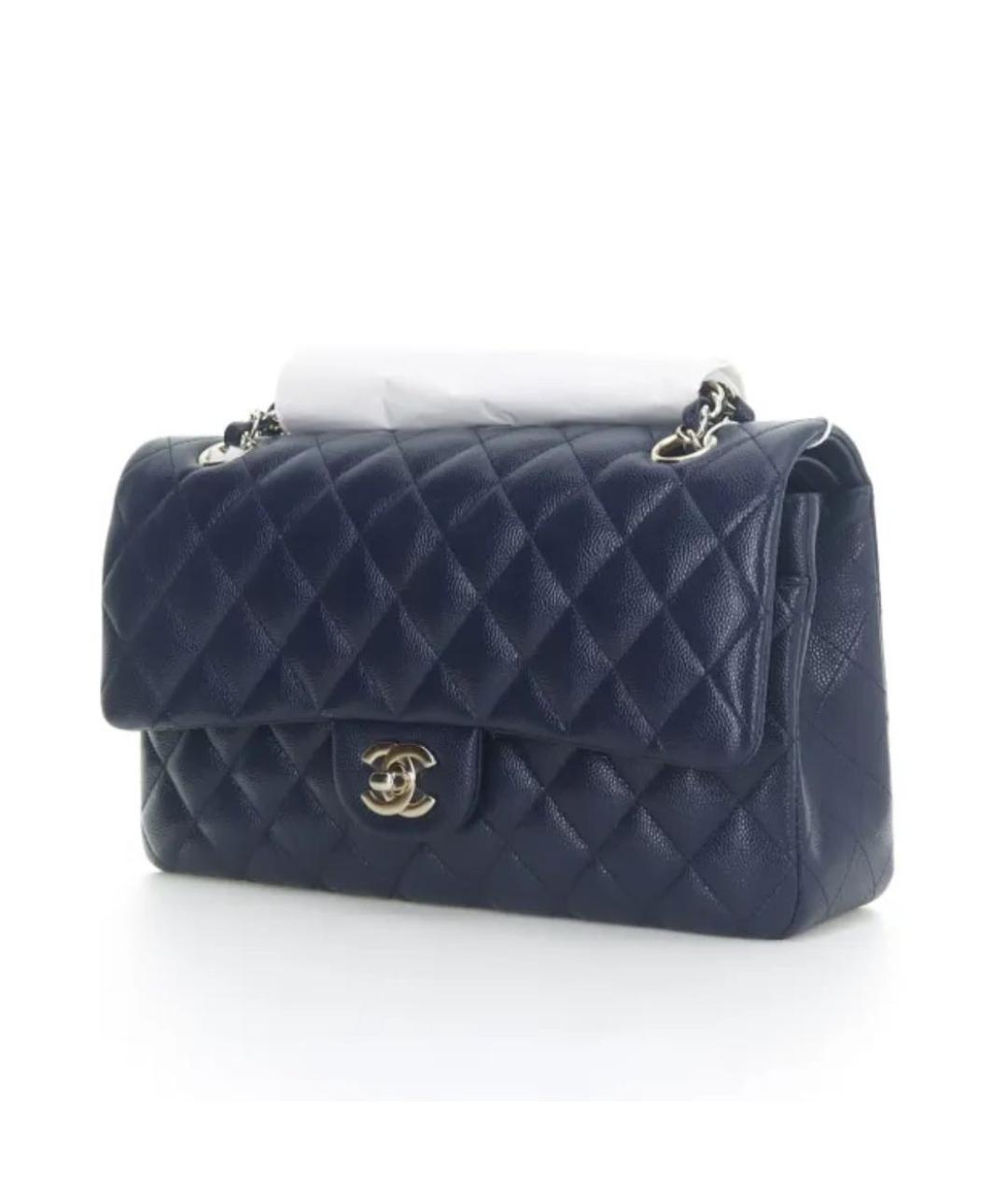 CHANEL Темно-синяя кожаная сумка тоут, фото 9