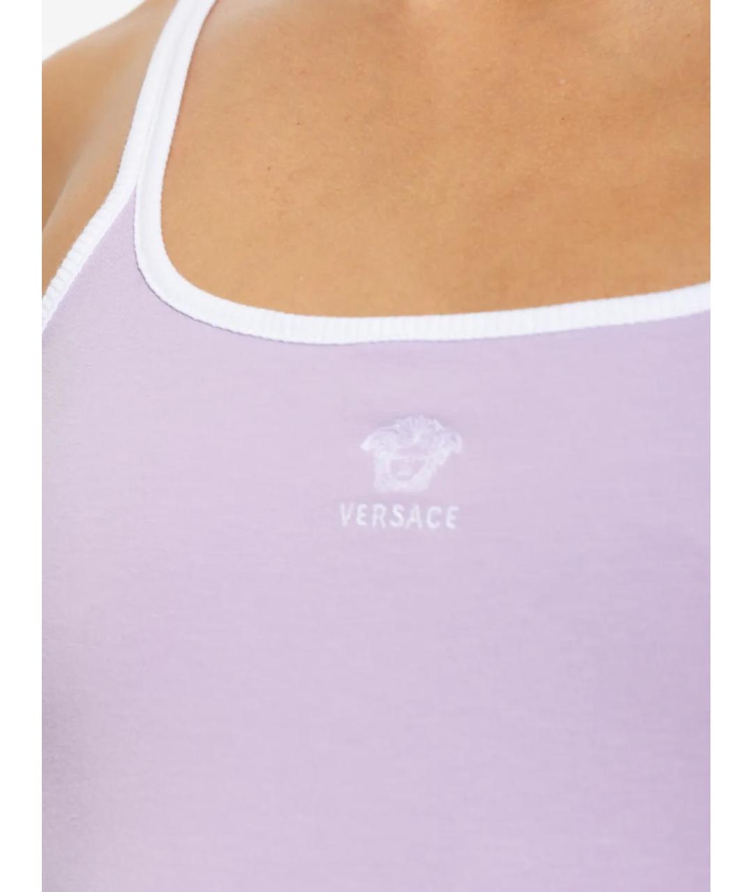 VERSACE Фиолетовая хлопковая майка, фото 5