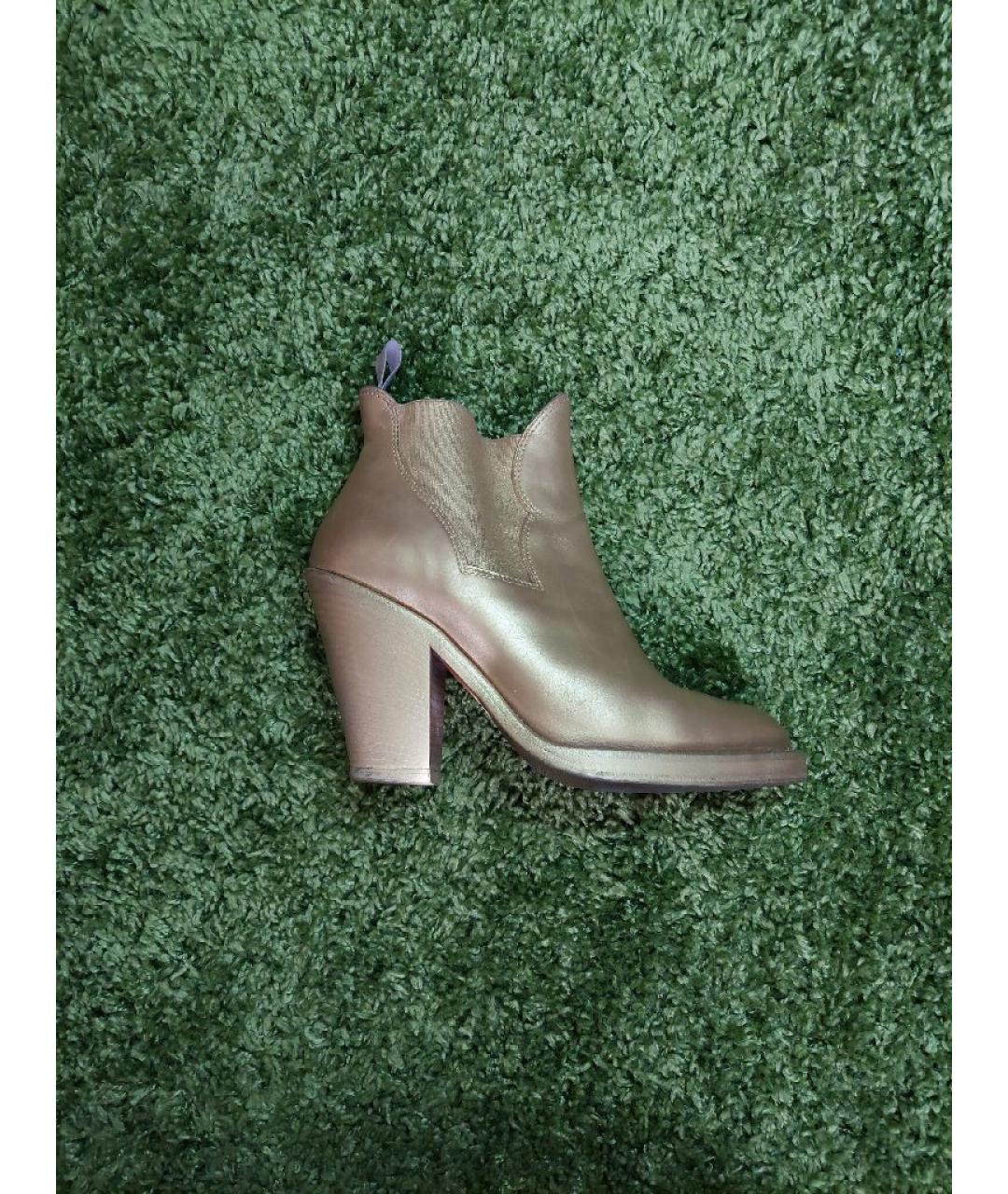 ACNE STUDIOS Золотые кожаные ботильоны, фото 10