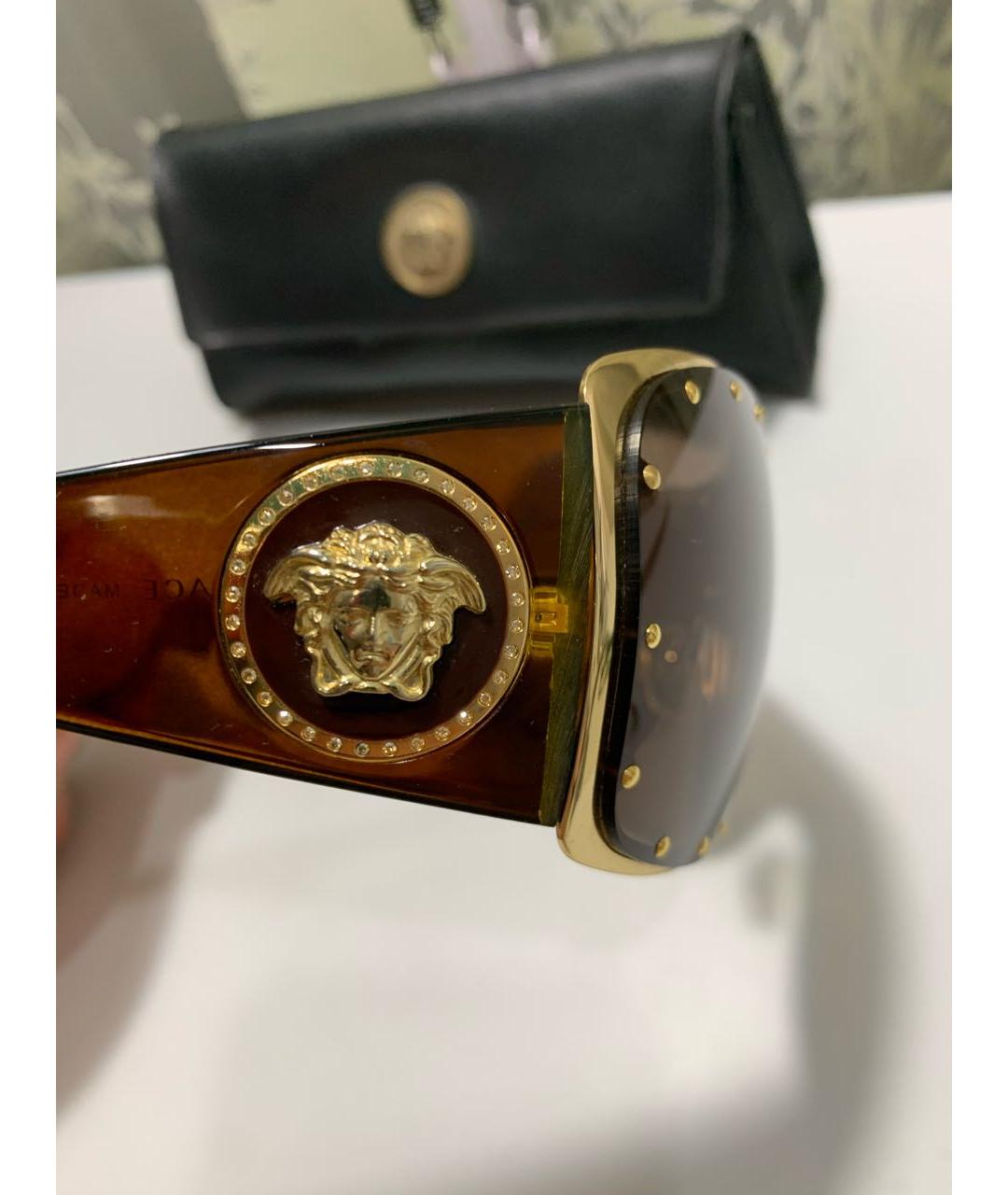 VERSACE Коричневые пластиковые солнцезащитные очки, фото 5