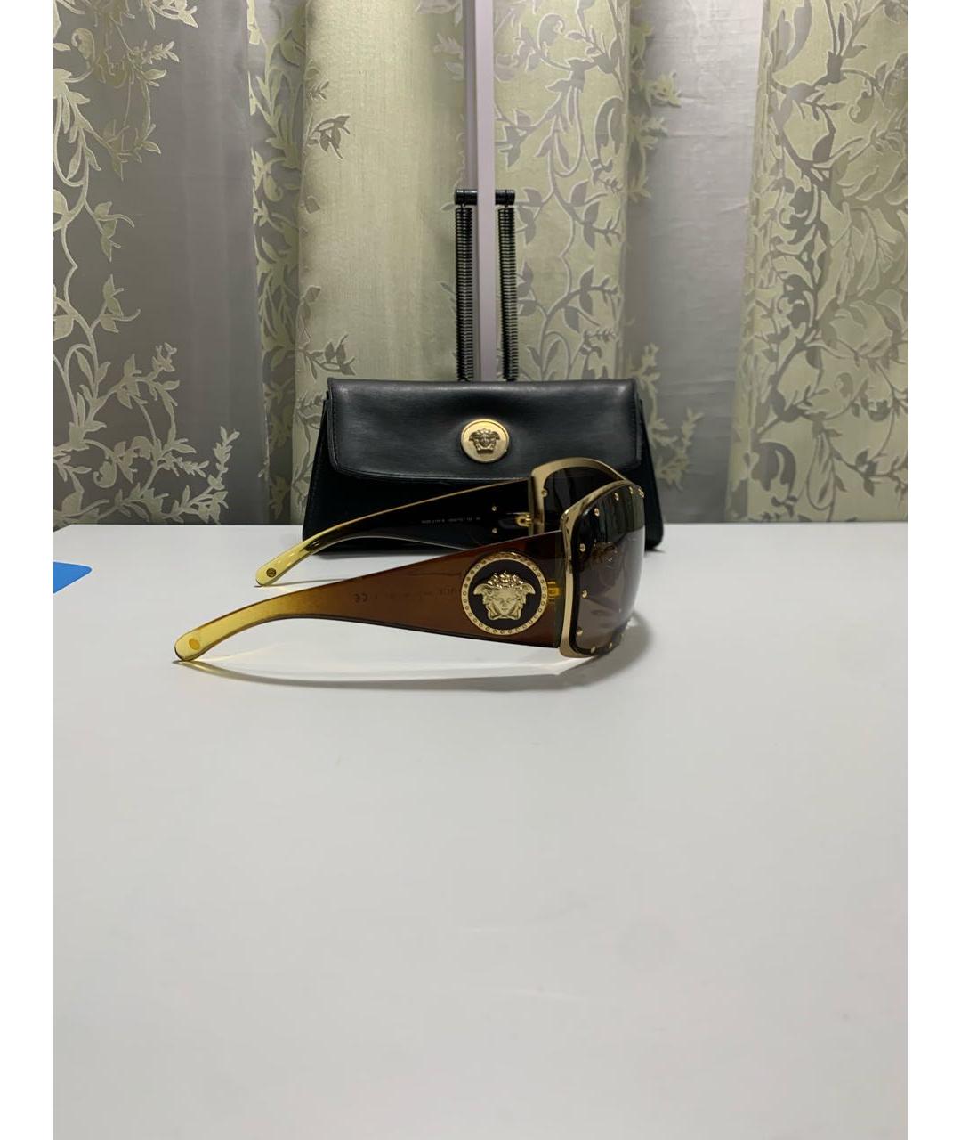 VERSACE Коричневые пластиковые солнцезащитные очки, фото 4