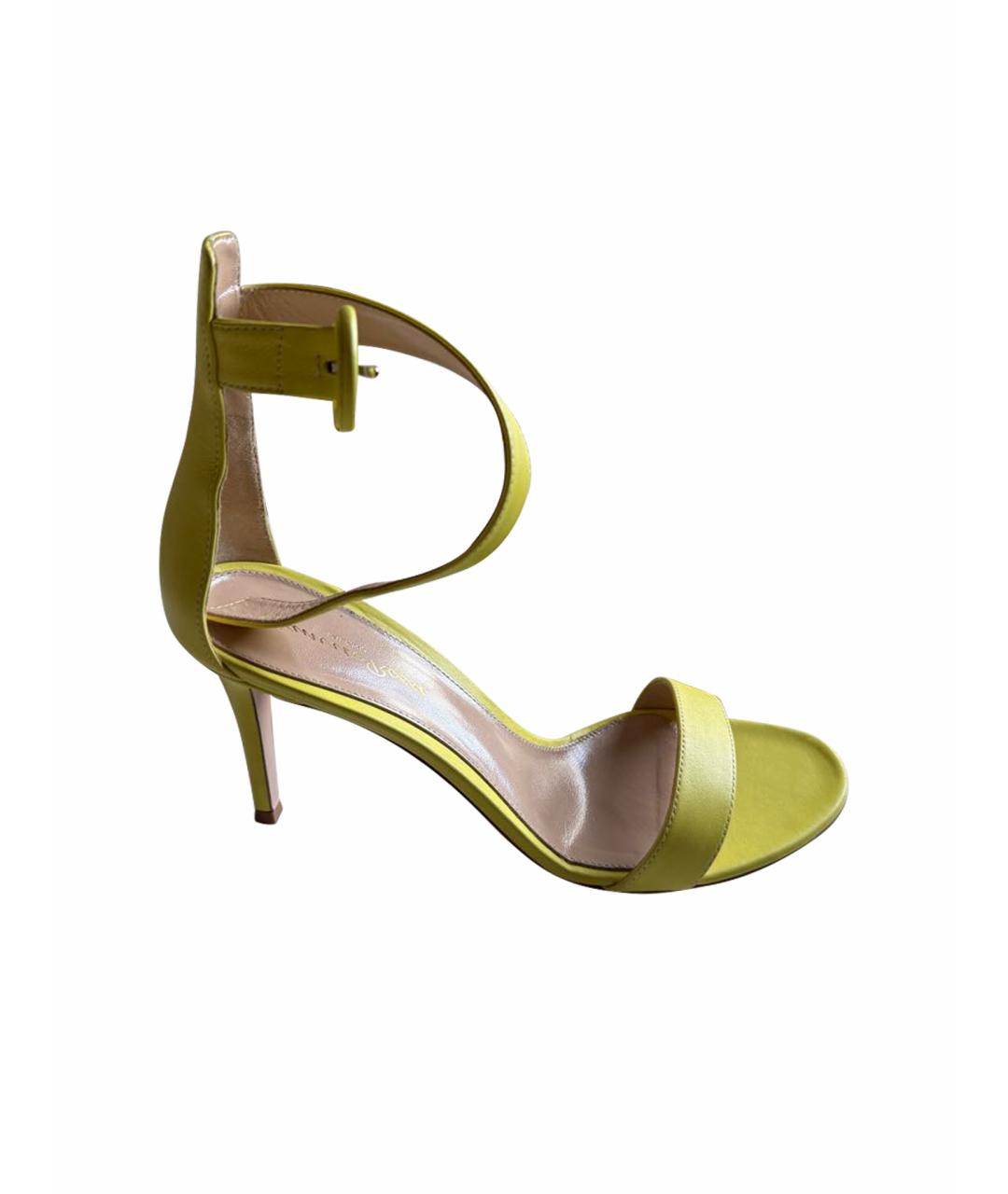 GIANVITO ROSSI Желтые кожаные босоножки, фото 1