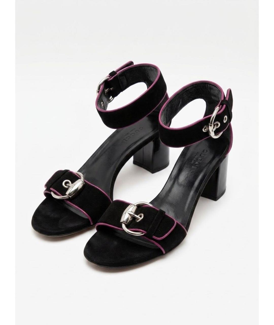 GUCCI Черные замшевые босоножки, фото 2