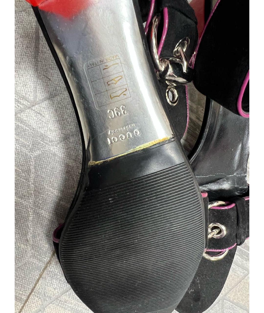 GUCCI Черные замшевые босоножки, фото 4