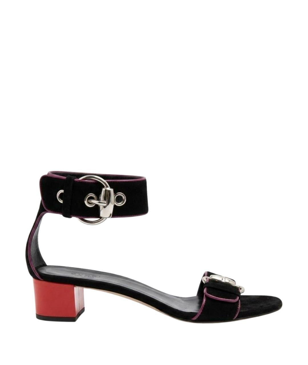 GUCCI Черные замшевые босоножки, фото 1