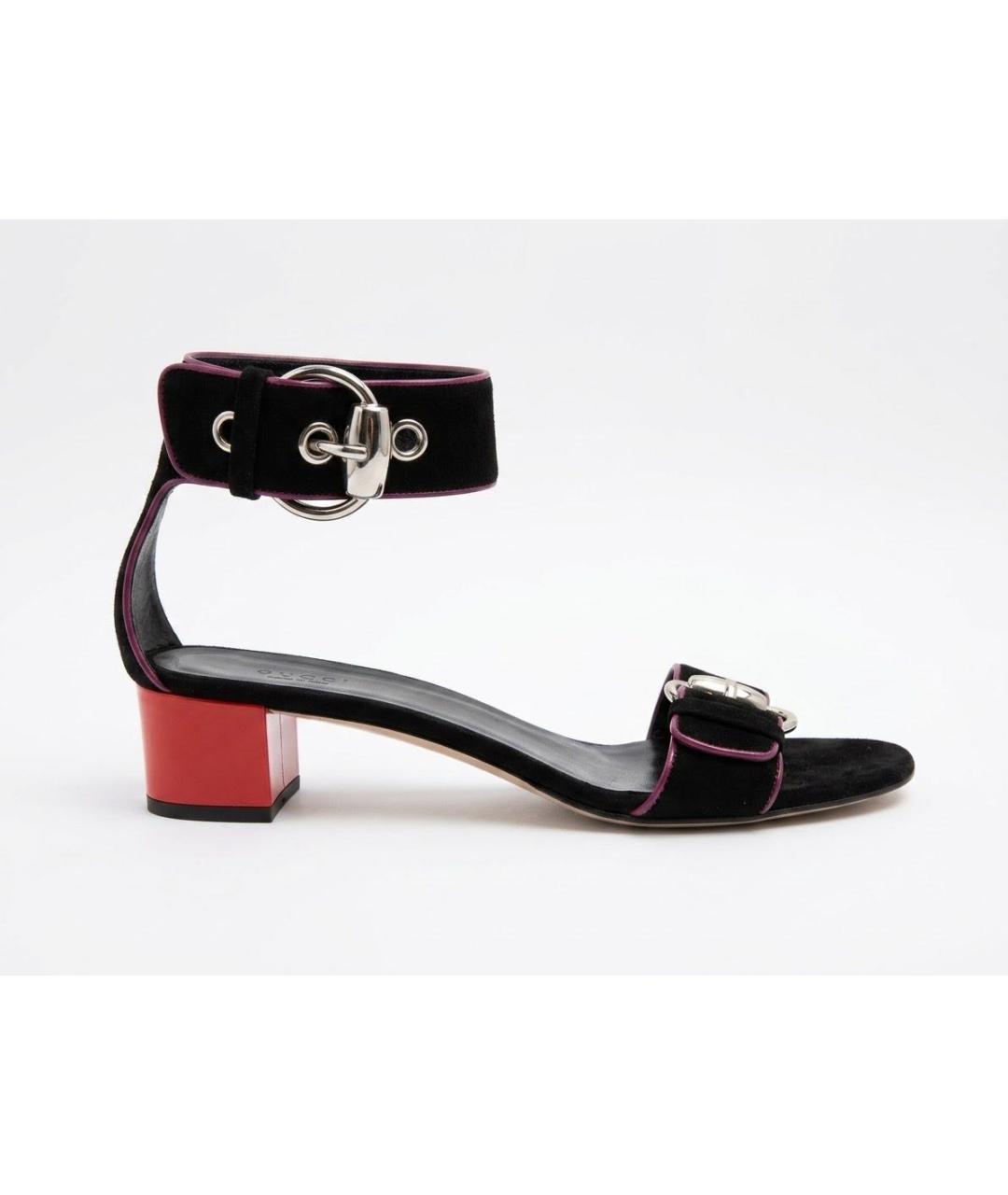 GUCCI Черные замшевые босоножки, фото 5