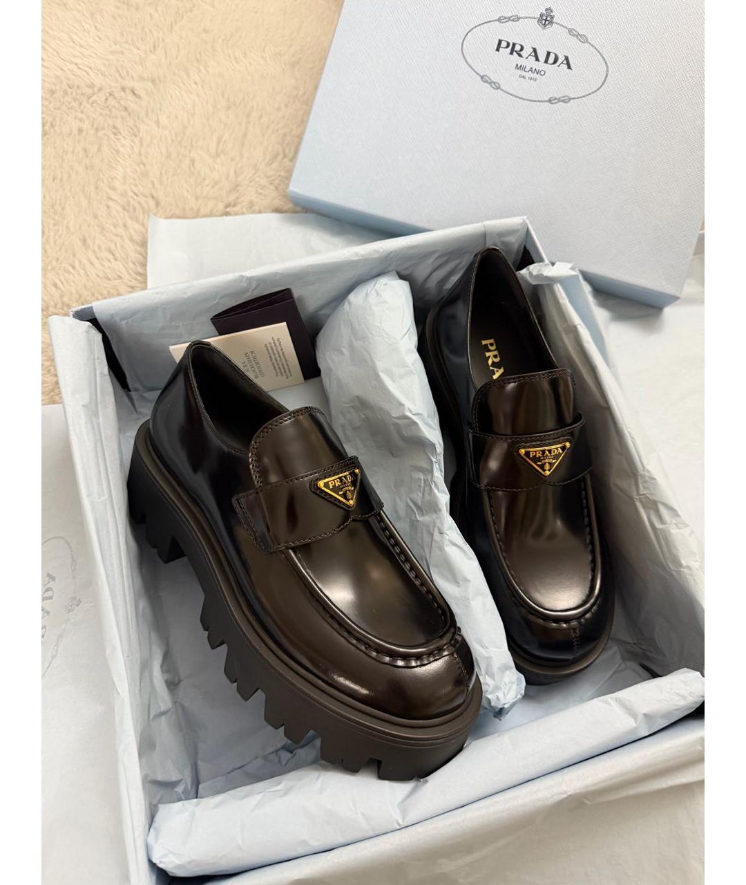 PRADA Черные кожаные лоферы, фото 7