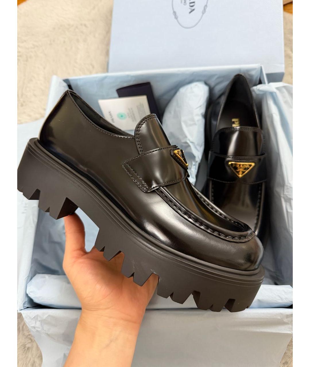 PRADA Черные кожаные лоферы, фото 5