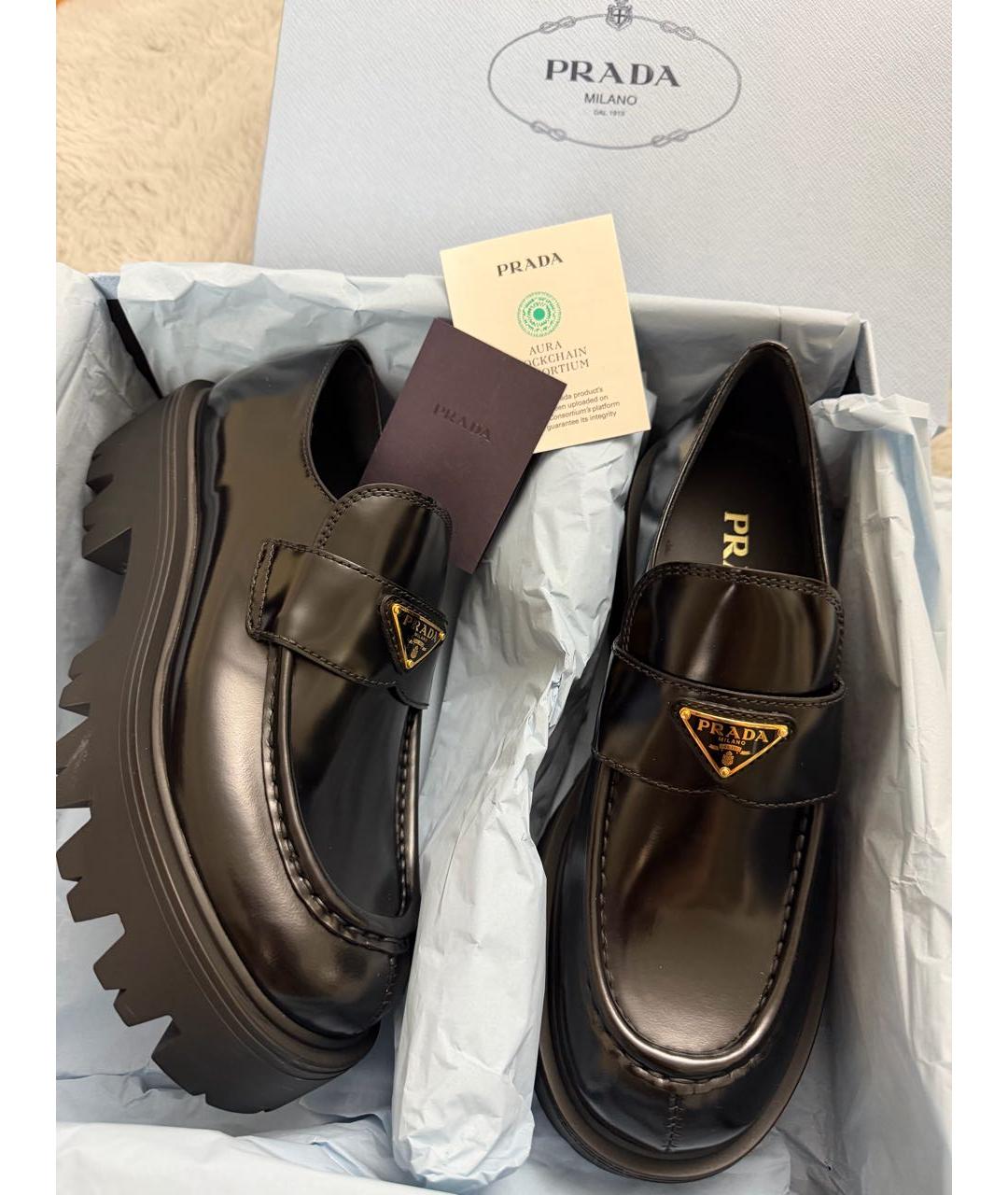 PRADA Черные кожаные лоферы, фото 3